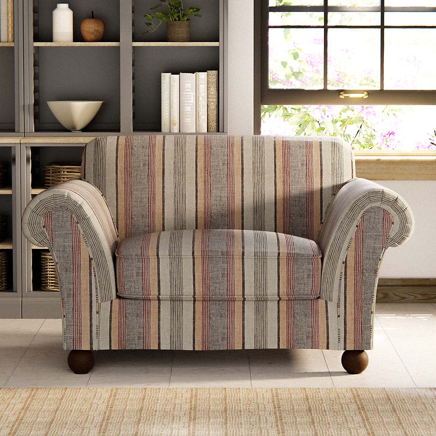 Angus Striped Linen Snuggle Chair