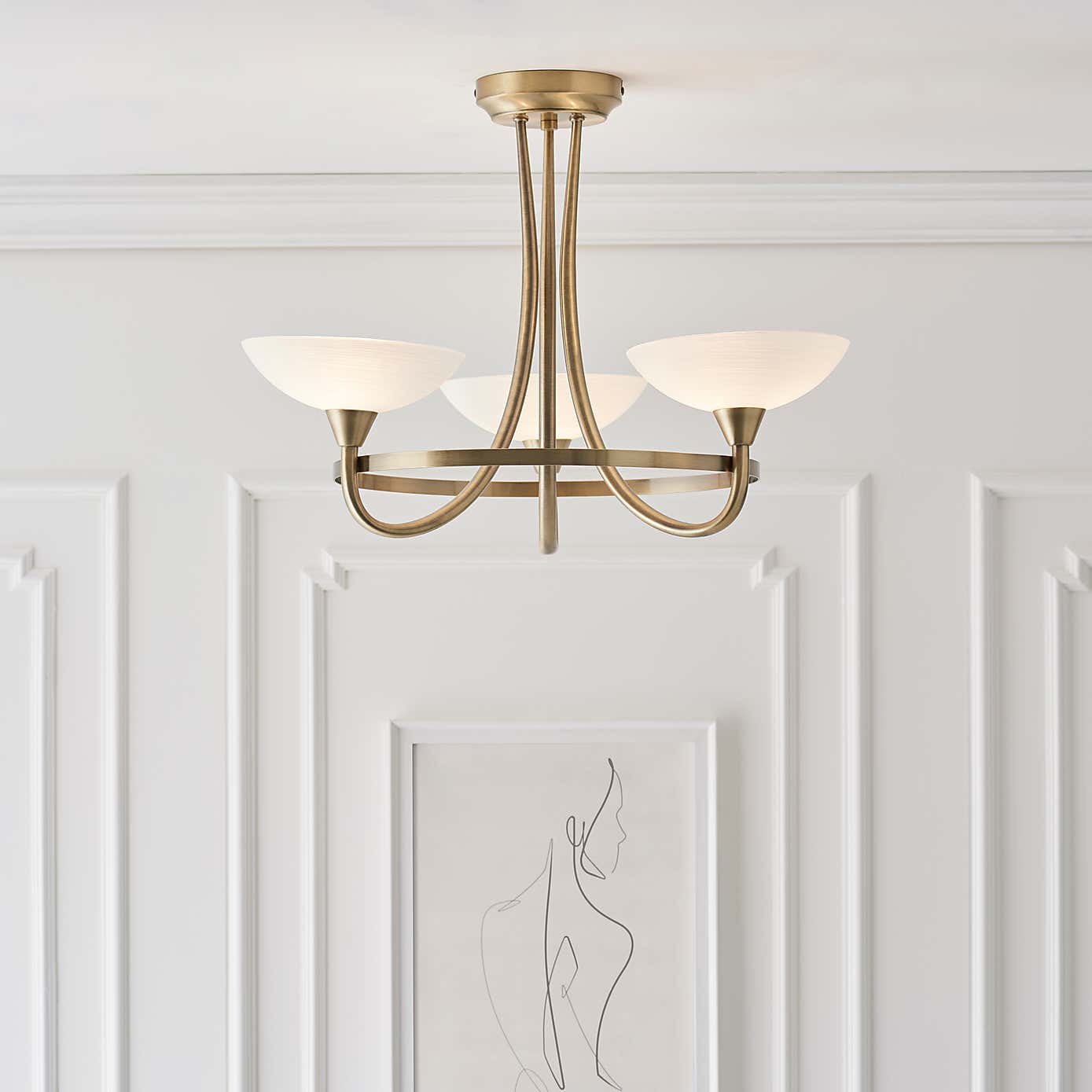 Vogue Cagney 3 Light Semi Flush Ceiling Fitting Chrome