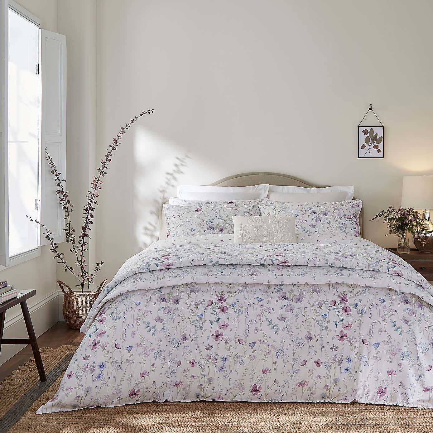 Dorma Wildflower Mauve Cotton Bedspread