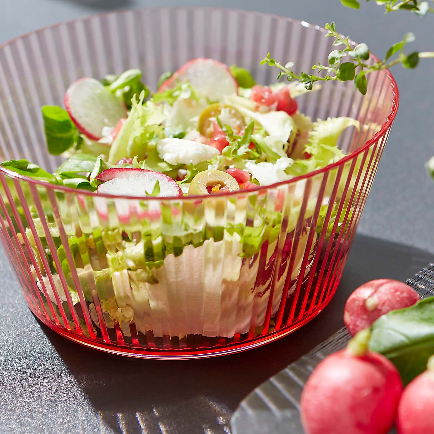 Ribbed Acrylic Salad Bowl