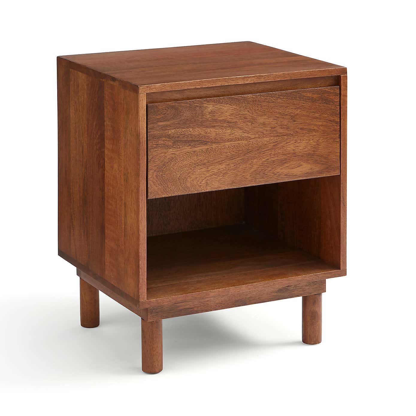 Brannock 1 Drawer Bedside Table, Mid Stained Mango Wood