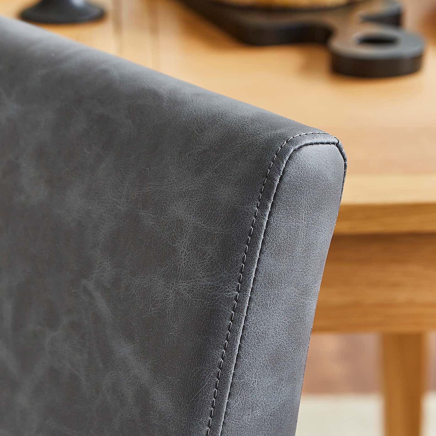 Hugo Set of 2 Dining Chairs, Distressed Faux Leather