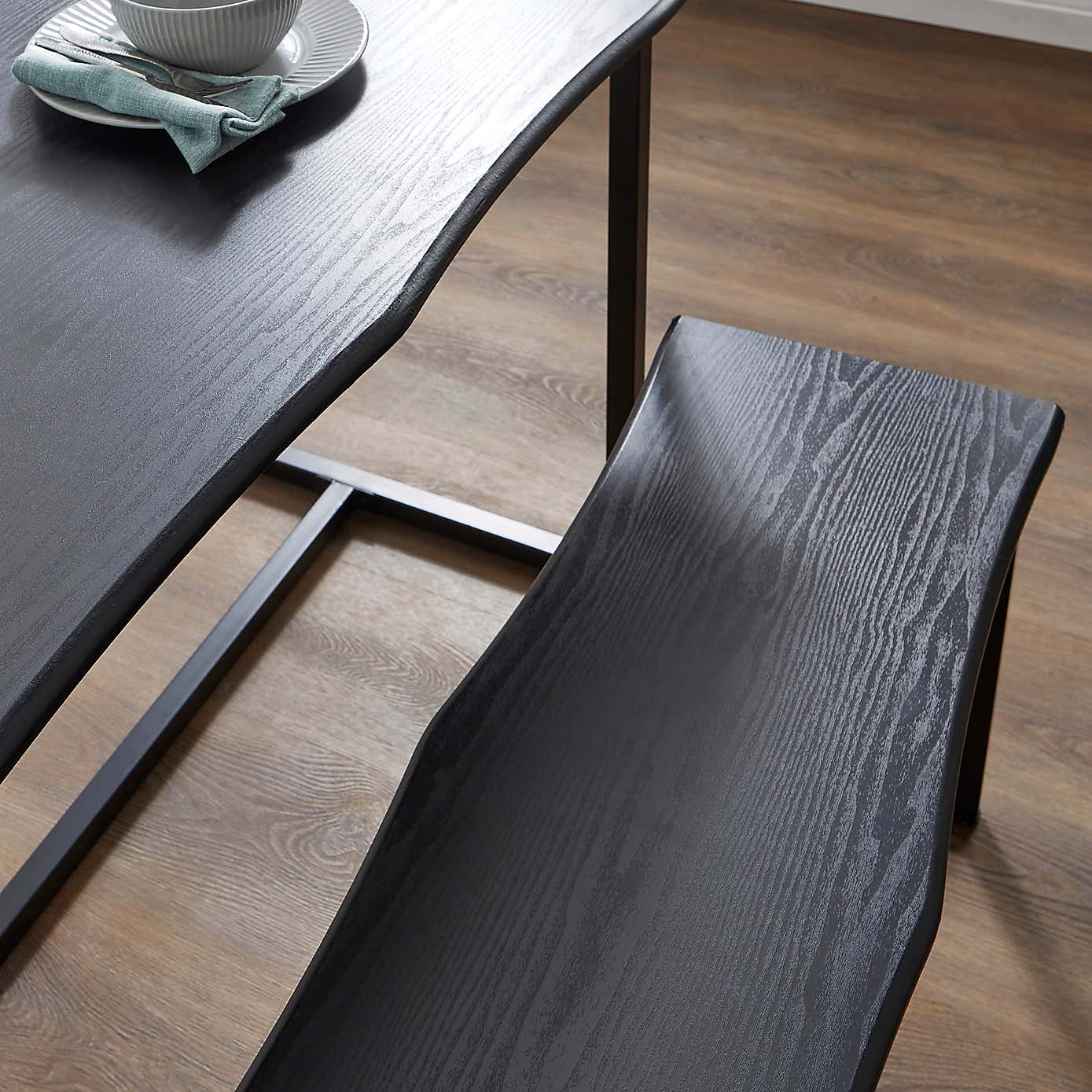 Ronan Wave Edge Dining Table and Bench Set