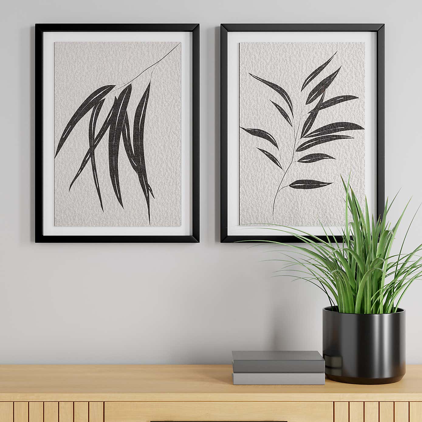 Set of 2 Leaf Prints on Linen