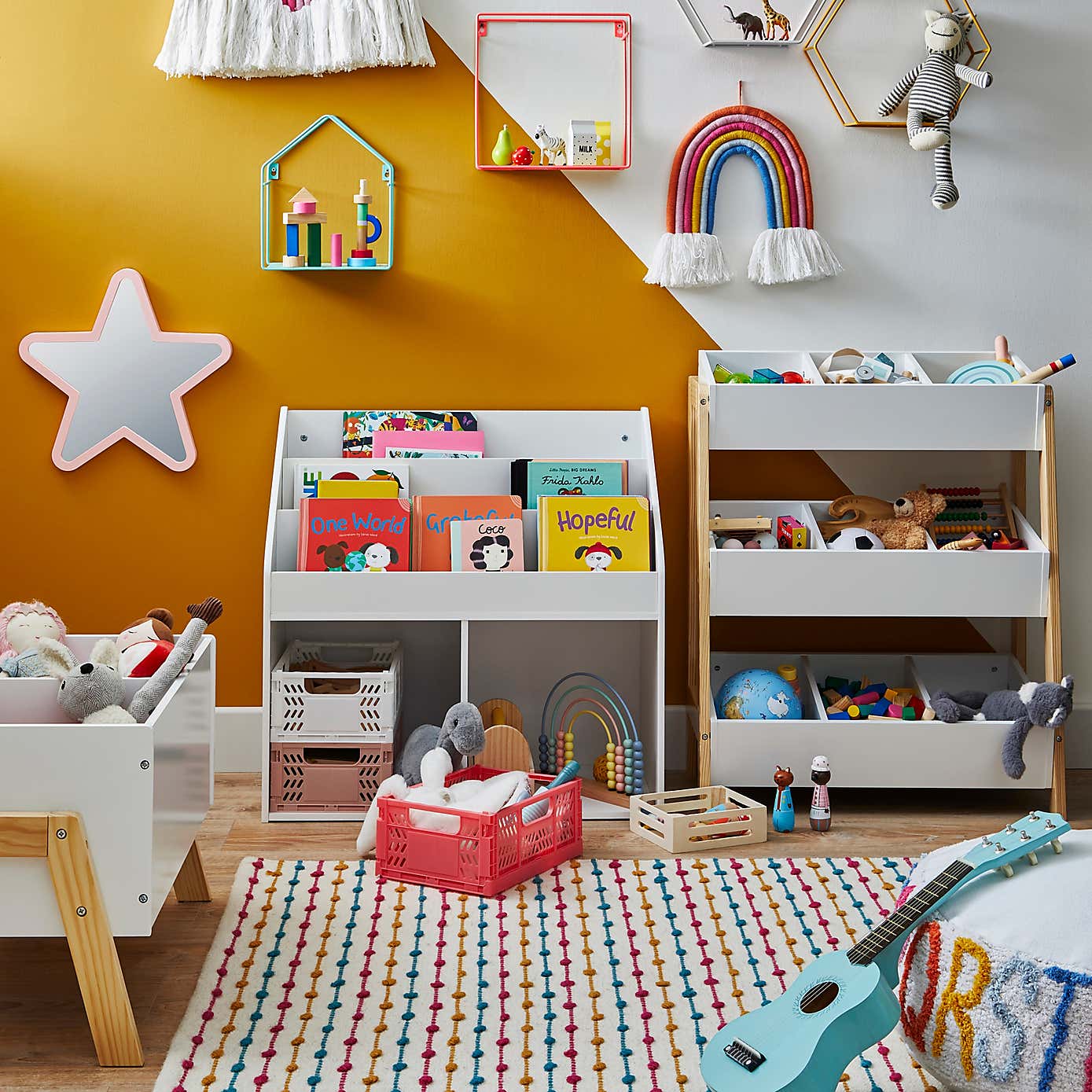 Kids Bookcase with Storage White