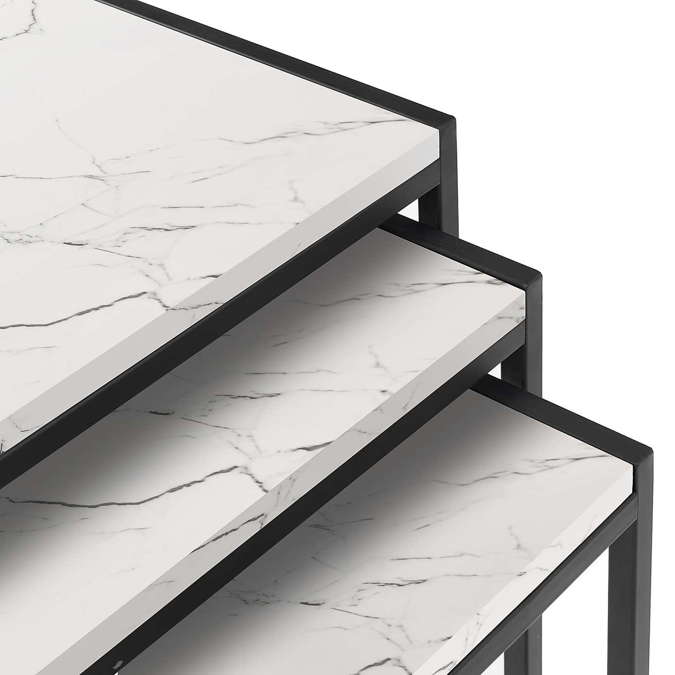 Tribeca White Marble Nest of 3 Tables