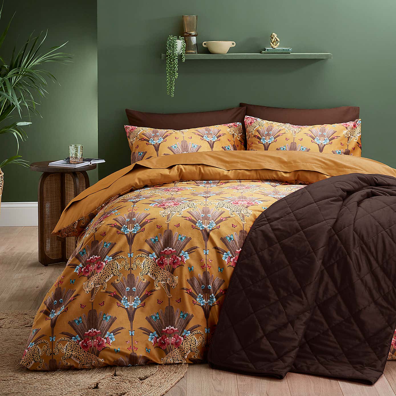 Yael Jungle Leopard Ochre Duvet Cover and Pillowcase Set