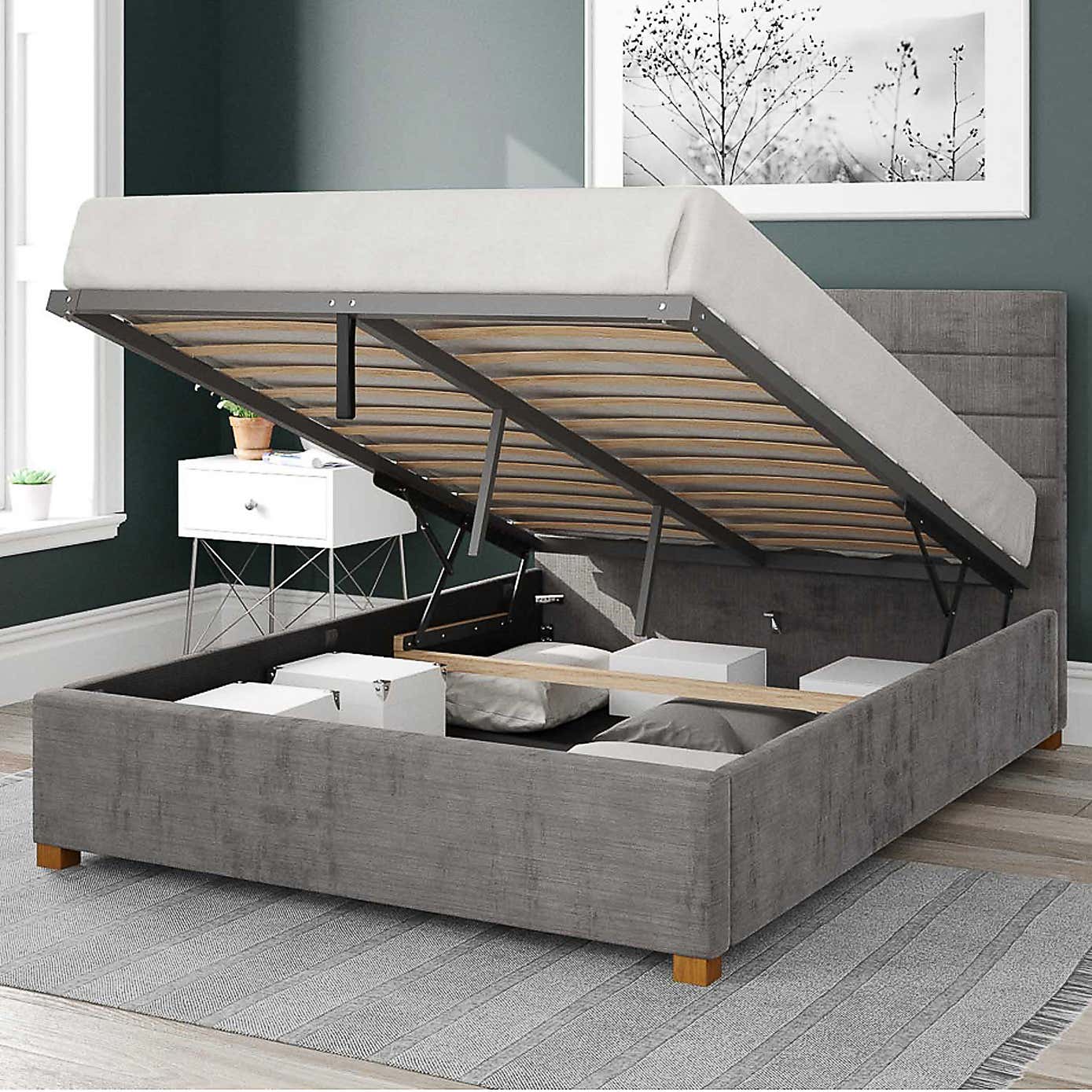 Kelly Firenze Velour Ottoman Bed Frame