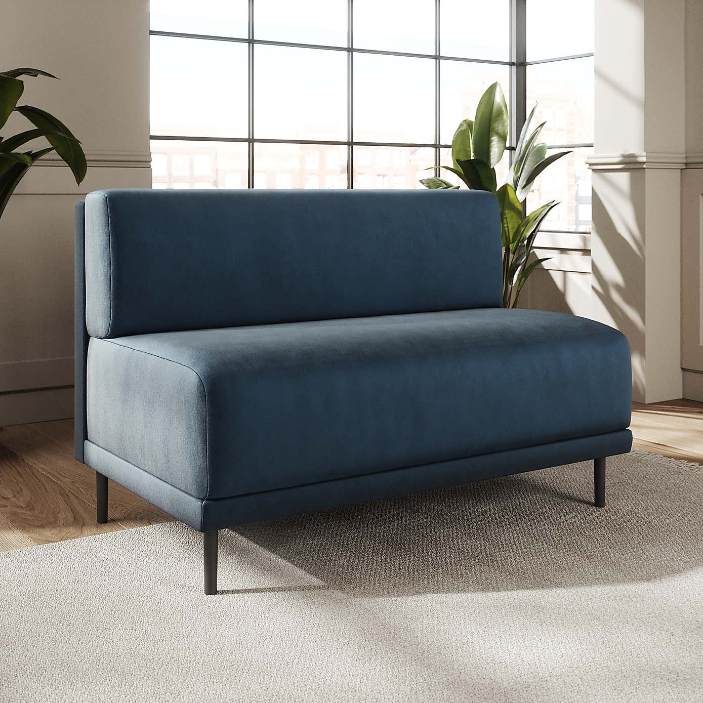 Mae Long Dining Bench, Matte Plush Velvet