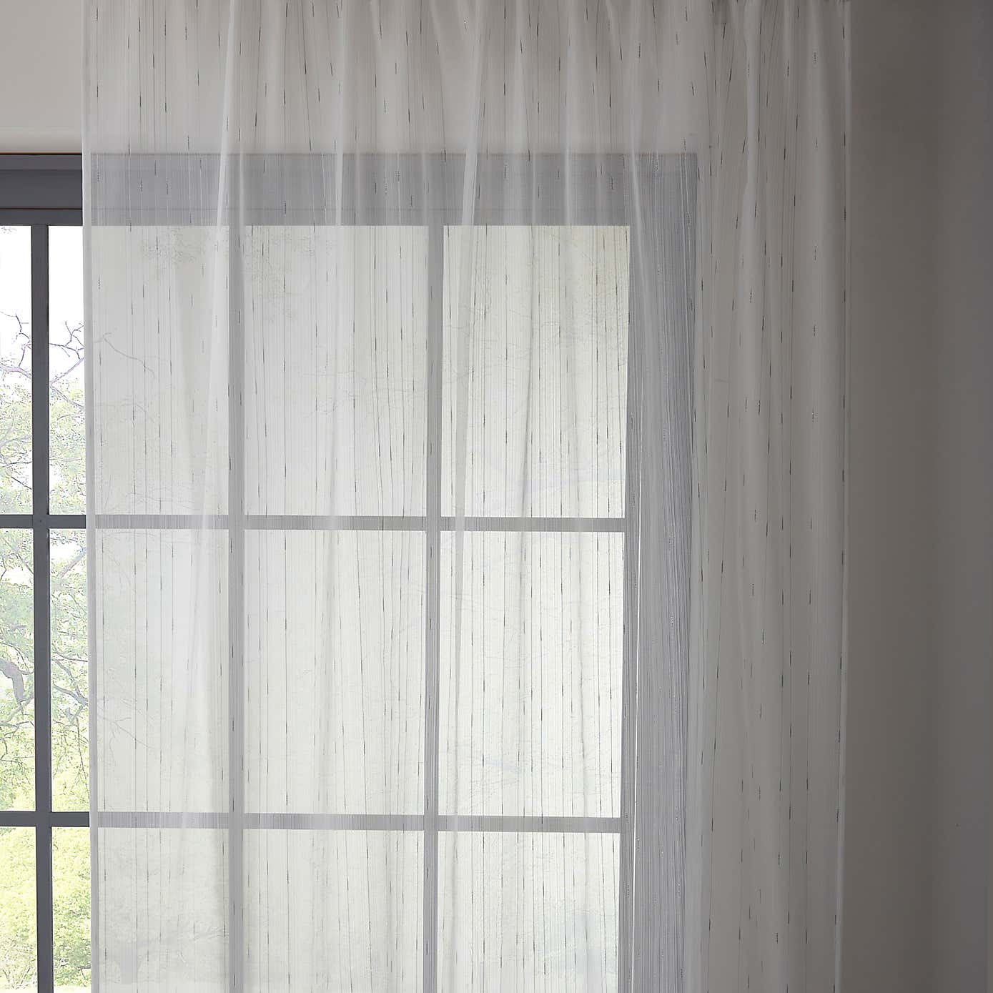 Reluxed Metallic Slot Top Single Voile Panel