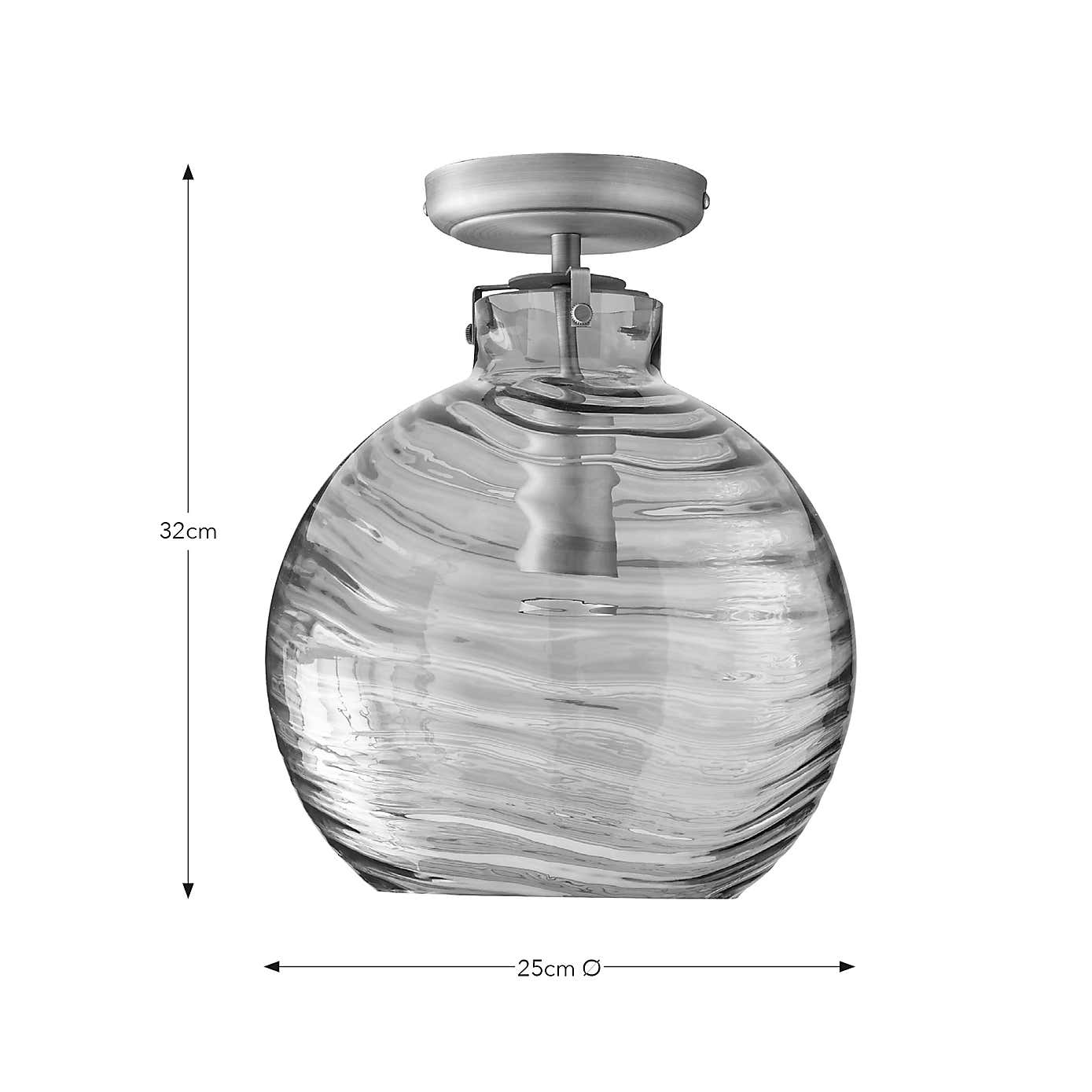 Amber Wave Semi Flush Ceiling Light