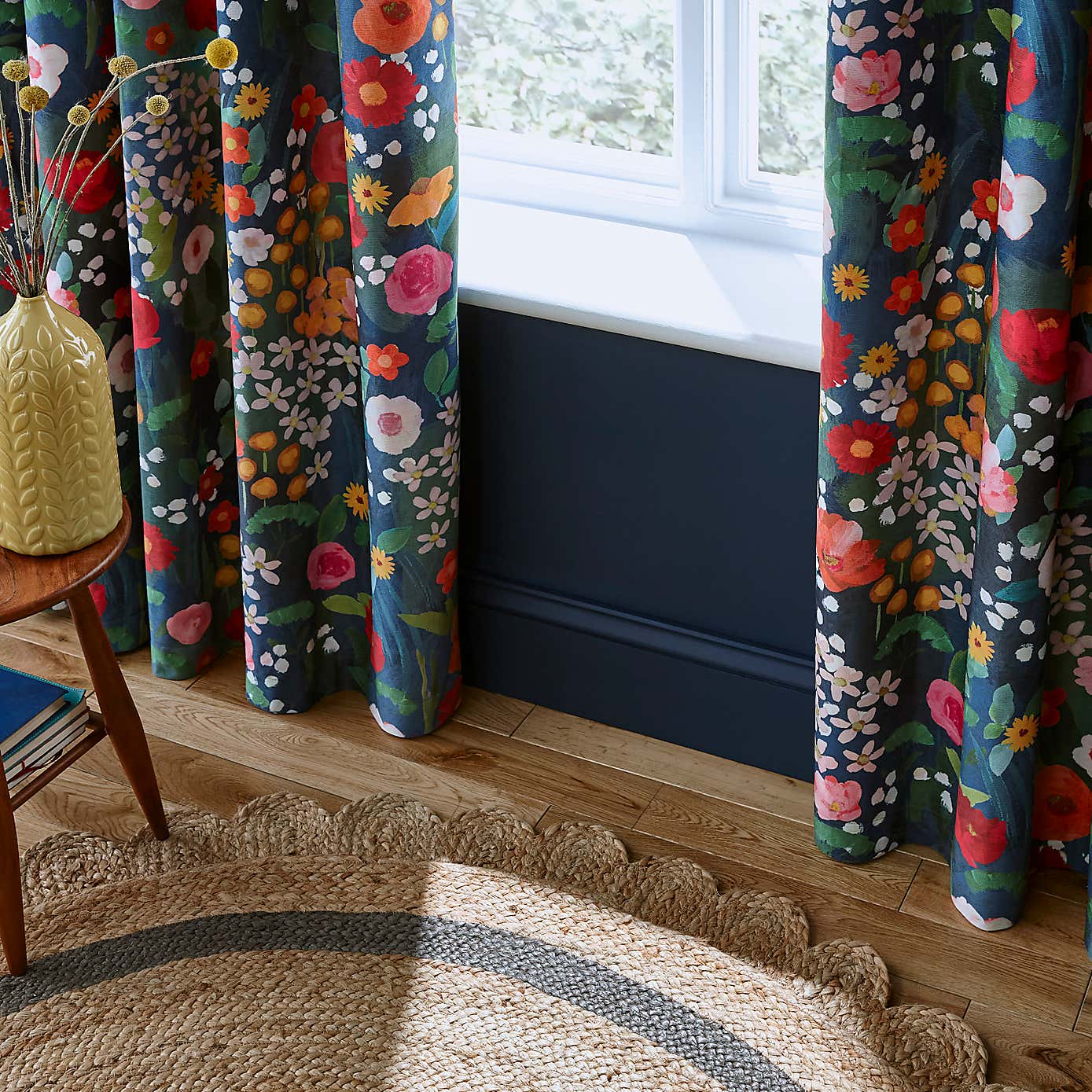 Midnight Garden Blackout Eyelet Curtains