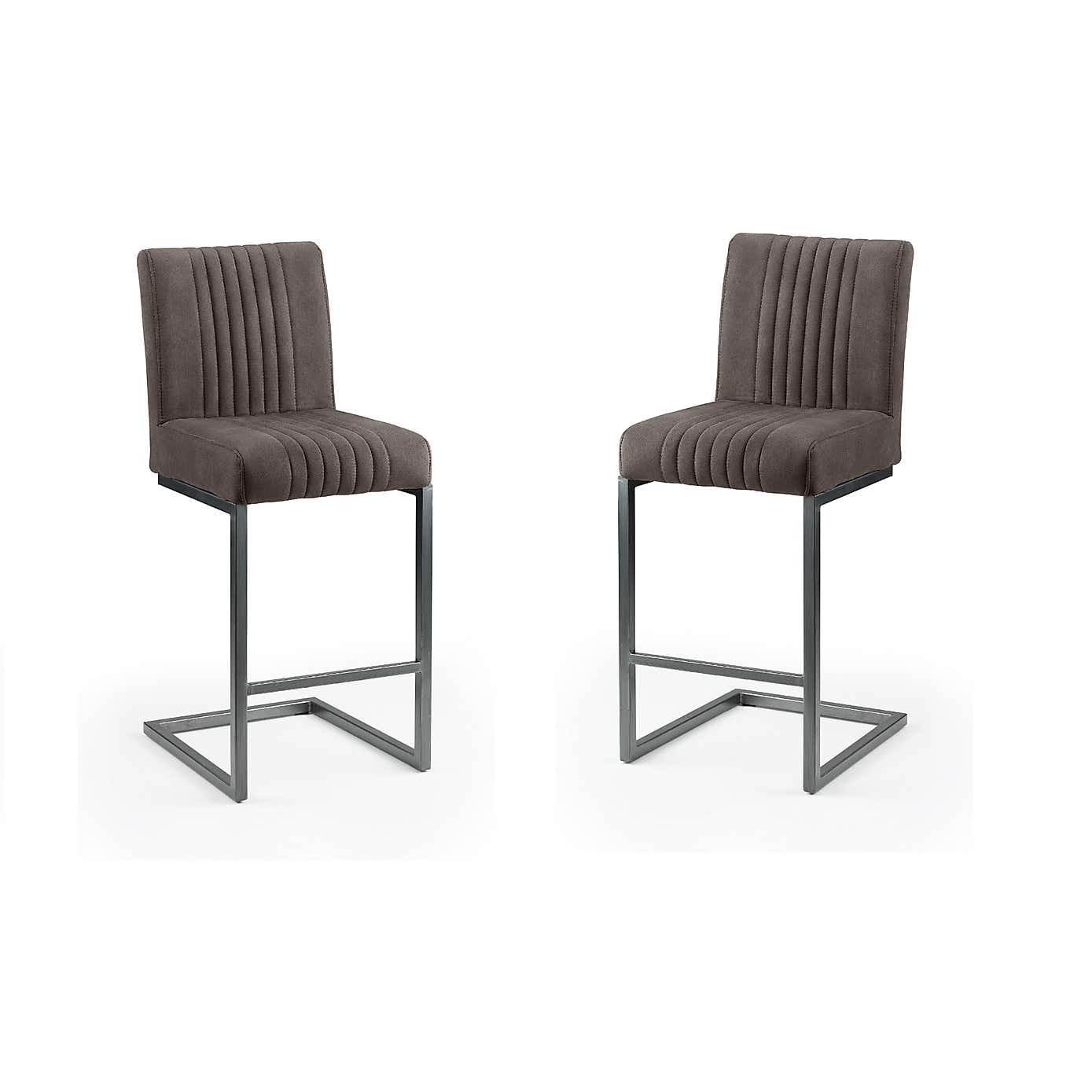 Brooklyn Set of 2 Bar Stools, Suede