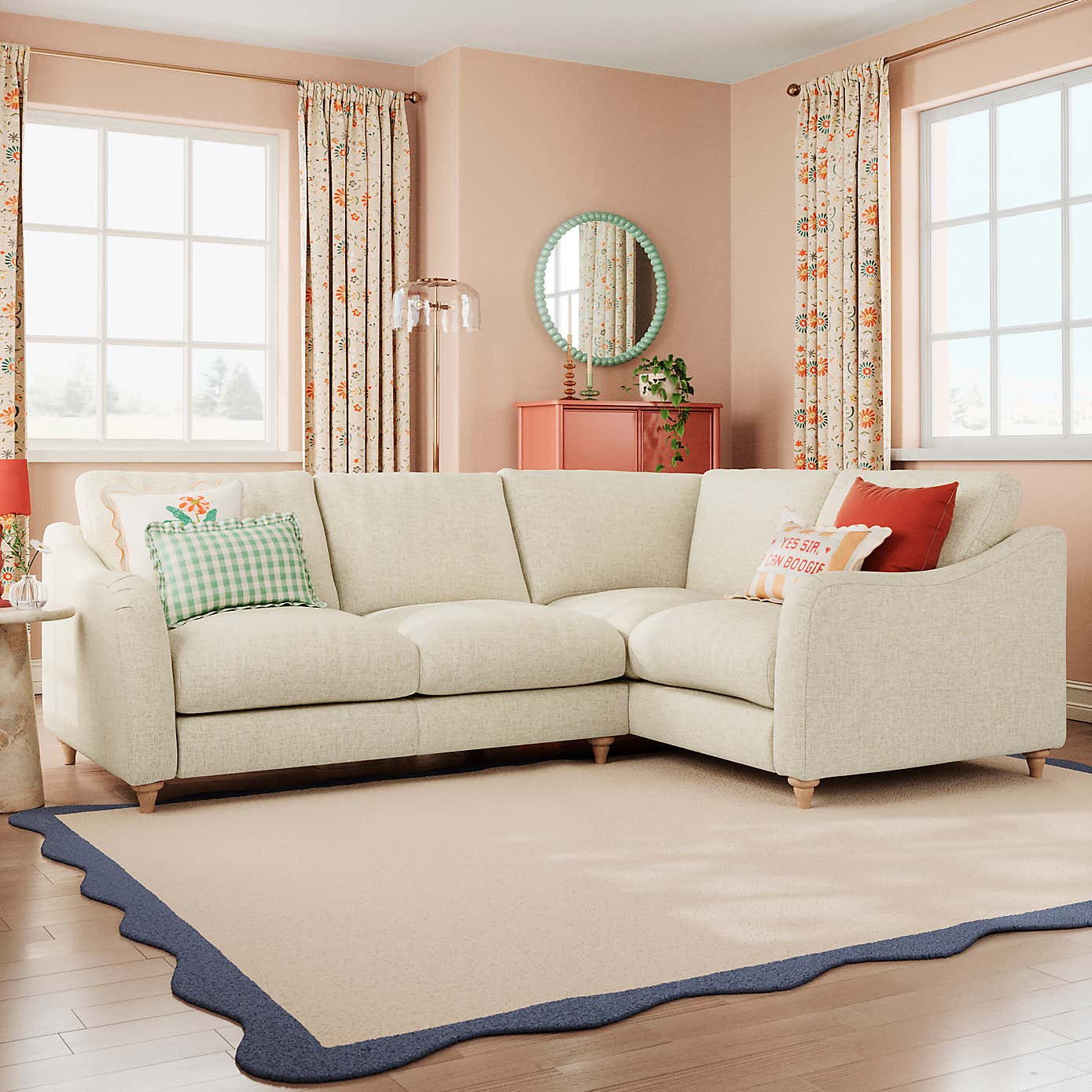 Hattie Slub Faux Linen Corner Sofa