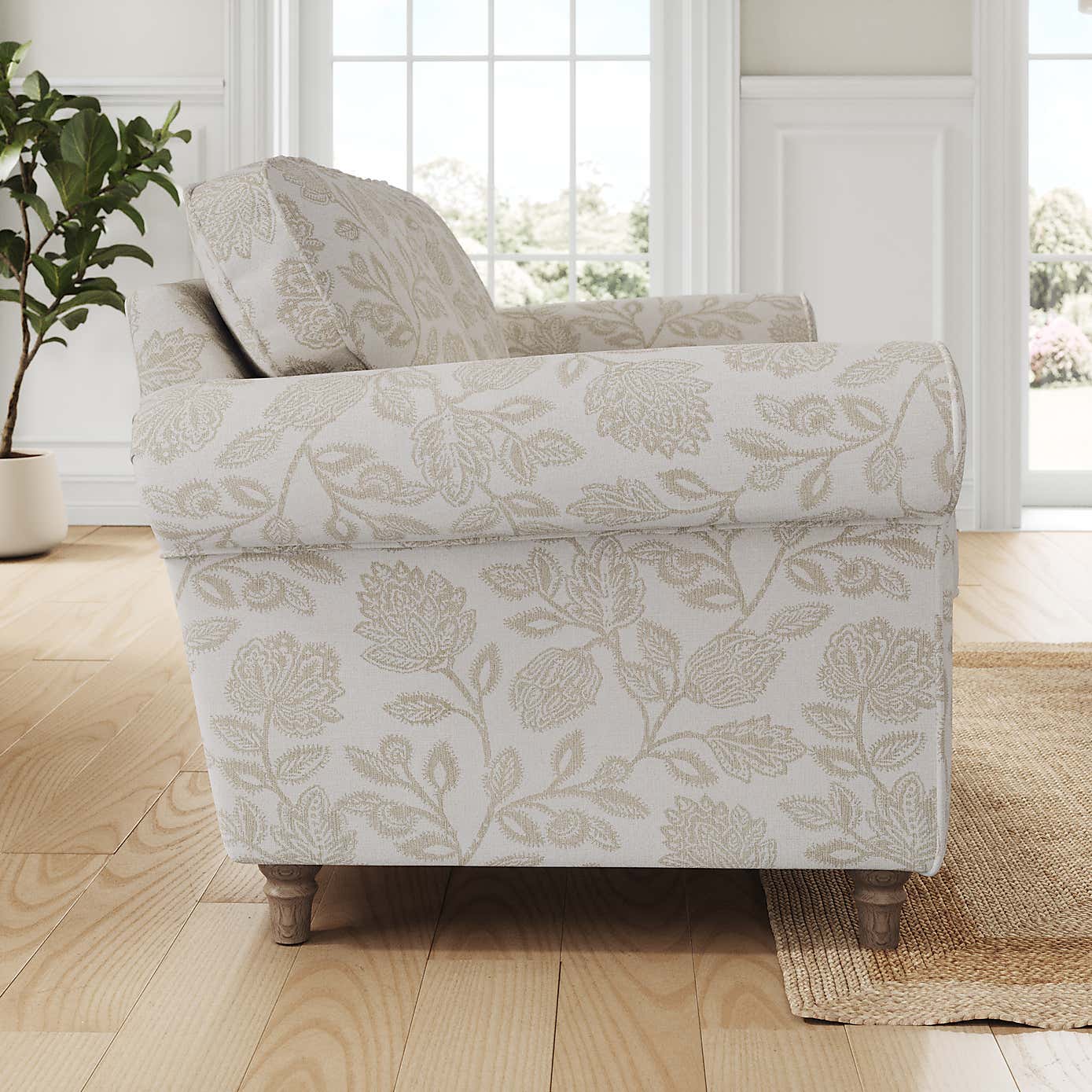 Flori 3 Seater Sofa, Floral Print Fabric