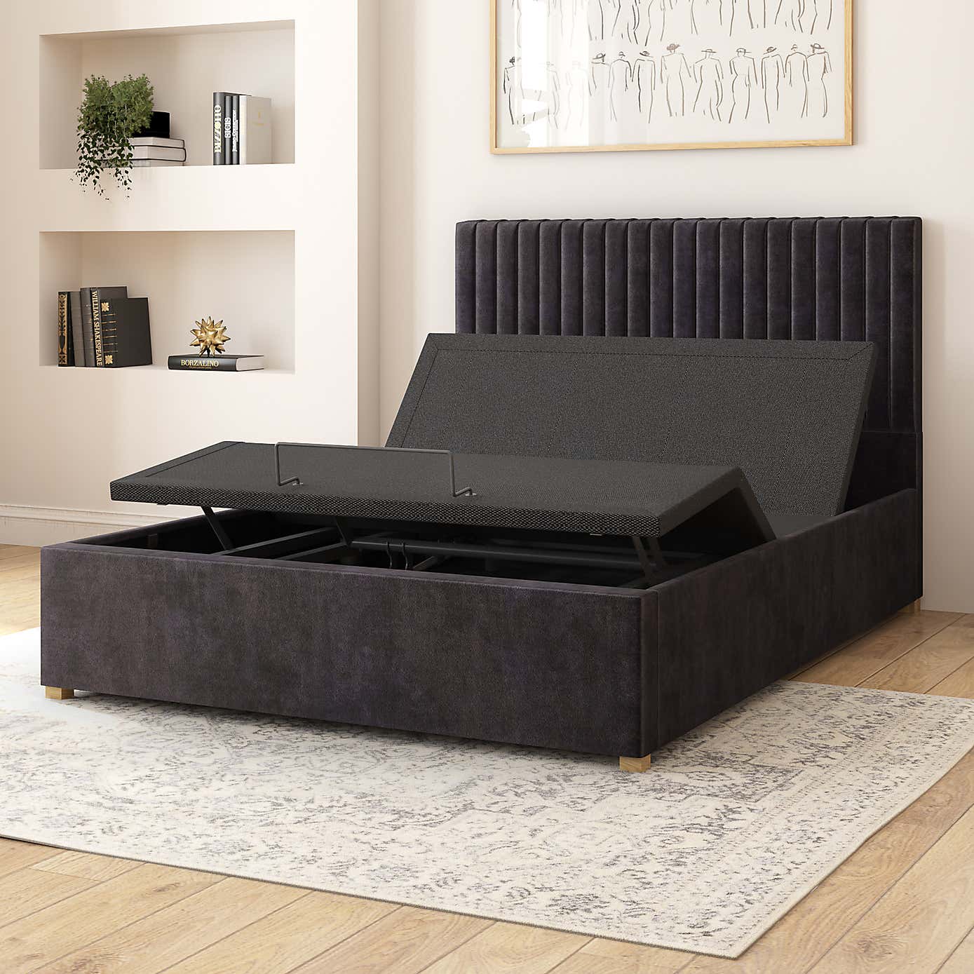 Grant Plush Velvet Adjustable Bed