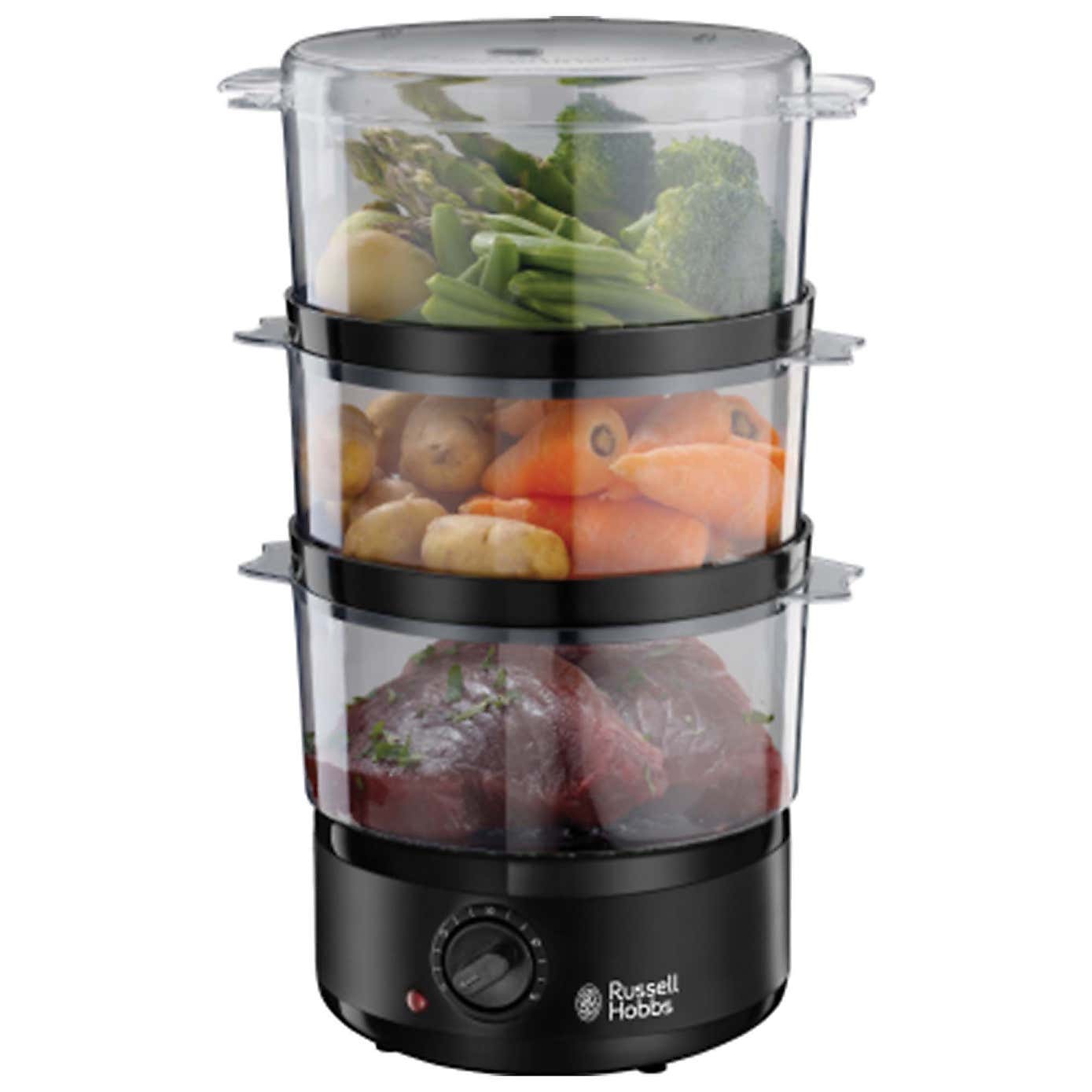 Russell Hobbs 3 Tier 7L Matt Black Food Steamer