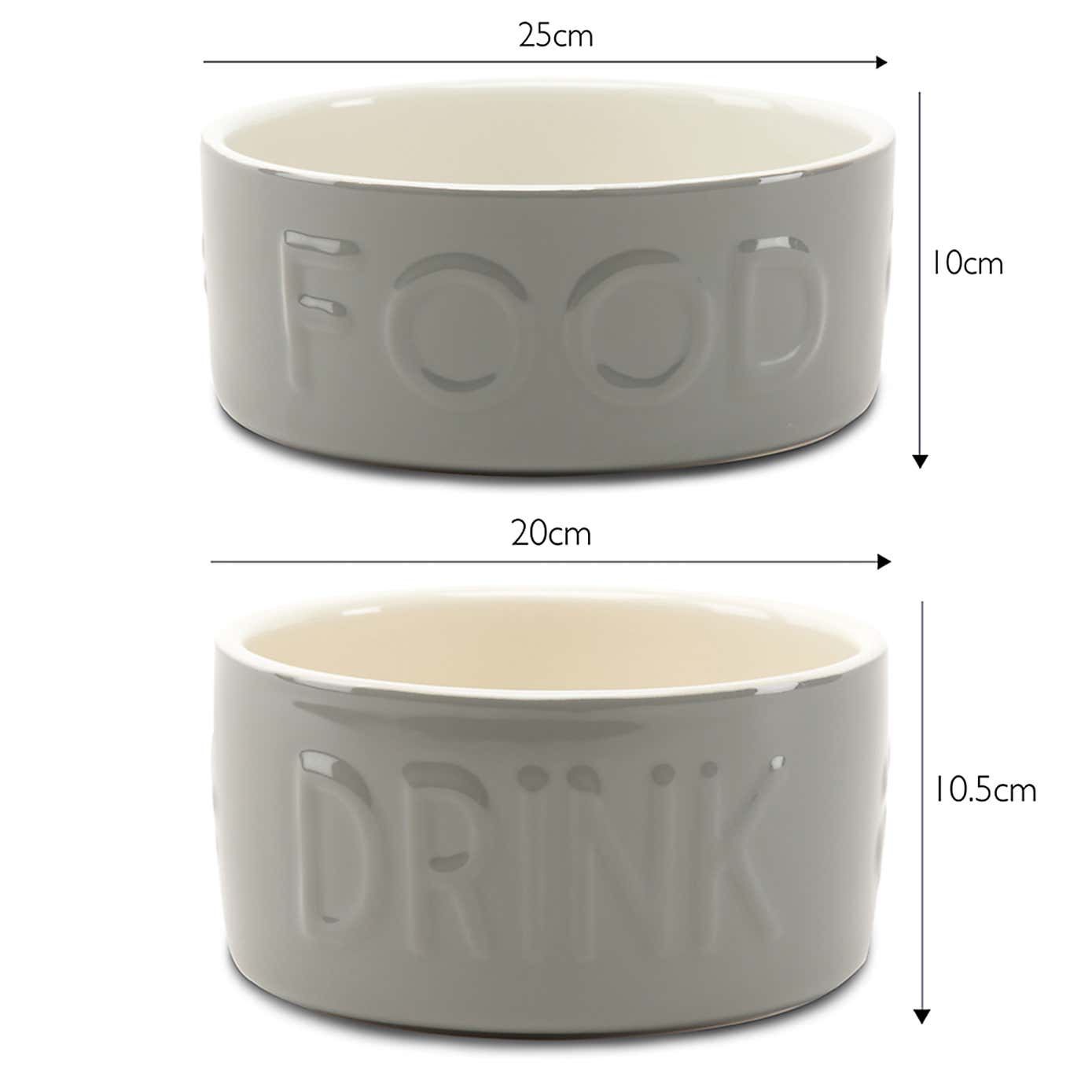 Scruffs Set of 2 Extra Large Grey Food and Drink Dog Bowls