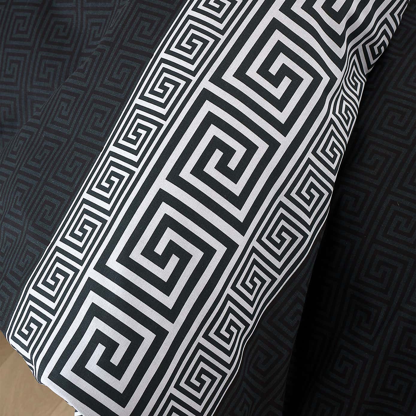Catherine Lansfield Artemis Greek Key Black Duvet Cover and Pillowcase Set