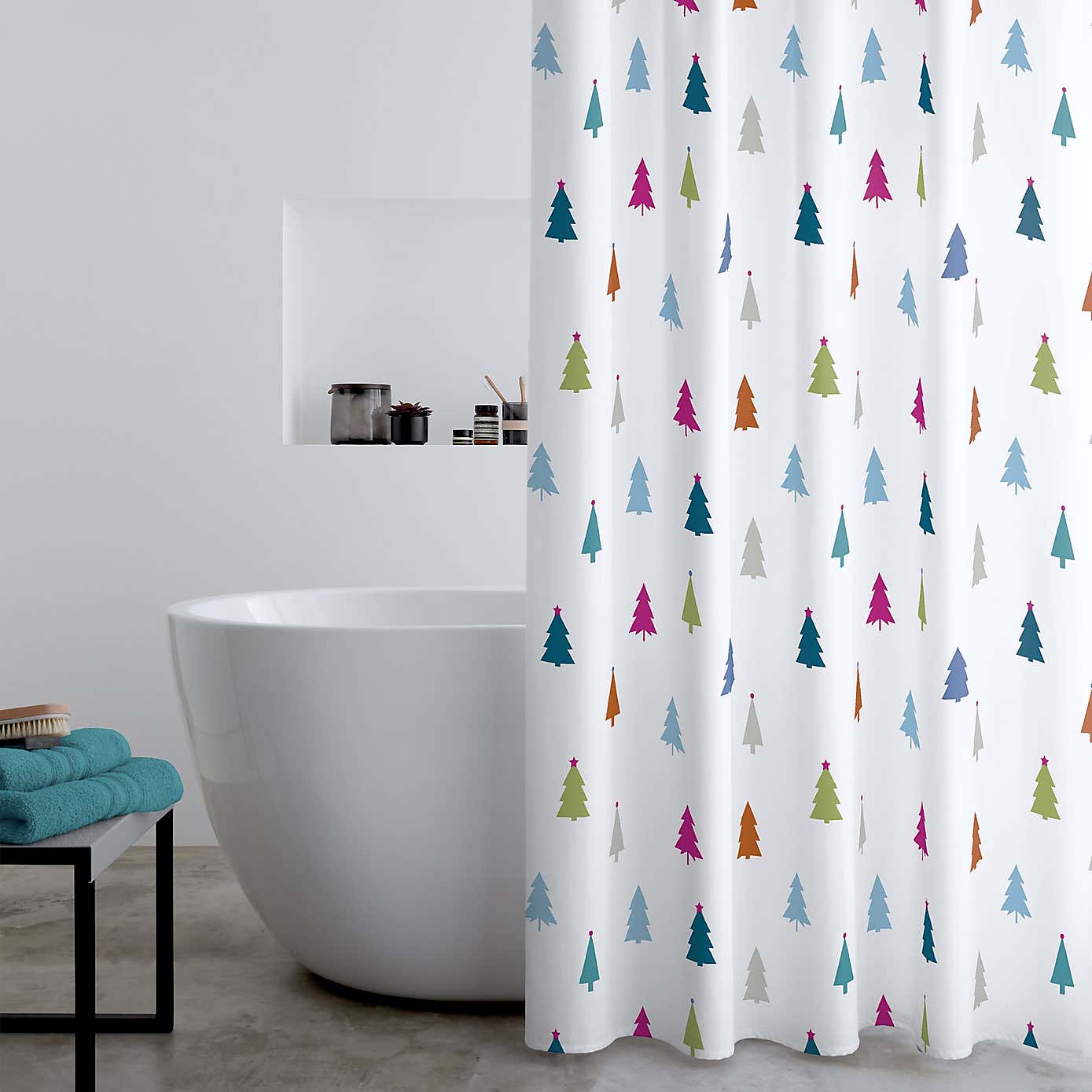 Catherine Lansfield Christmas Trees Shower Curtain