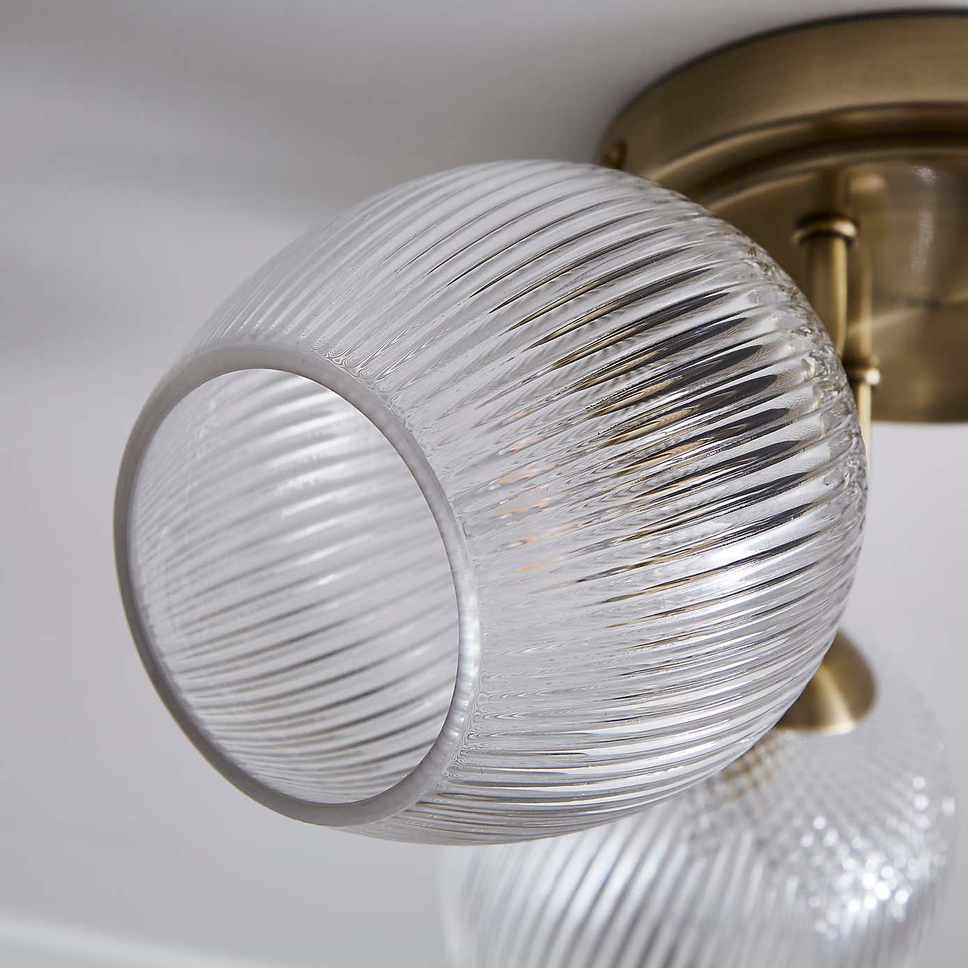 Cassia Ribbed 3 Light Semi Flush Ceiling Light