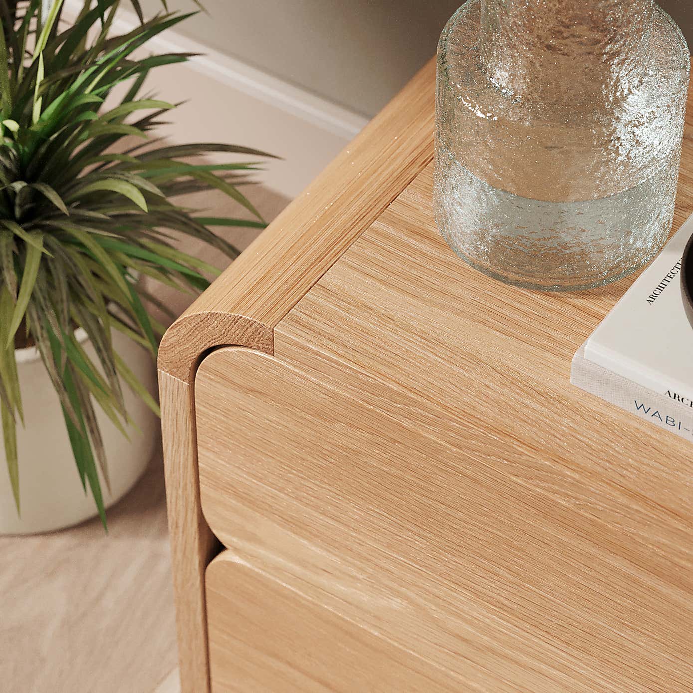 Bennett 2 Drawer Bedside Table, Light Oak