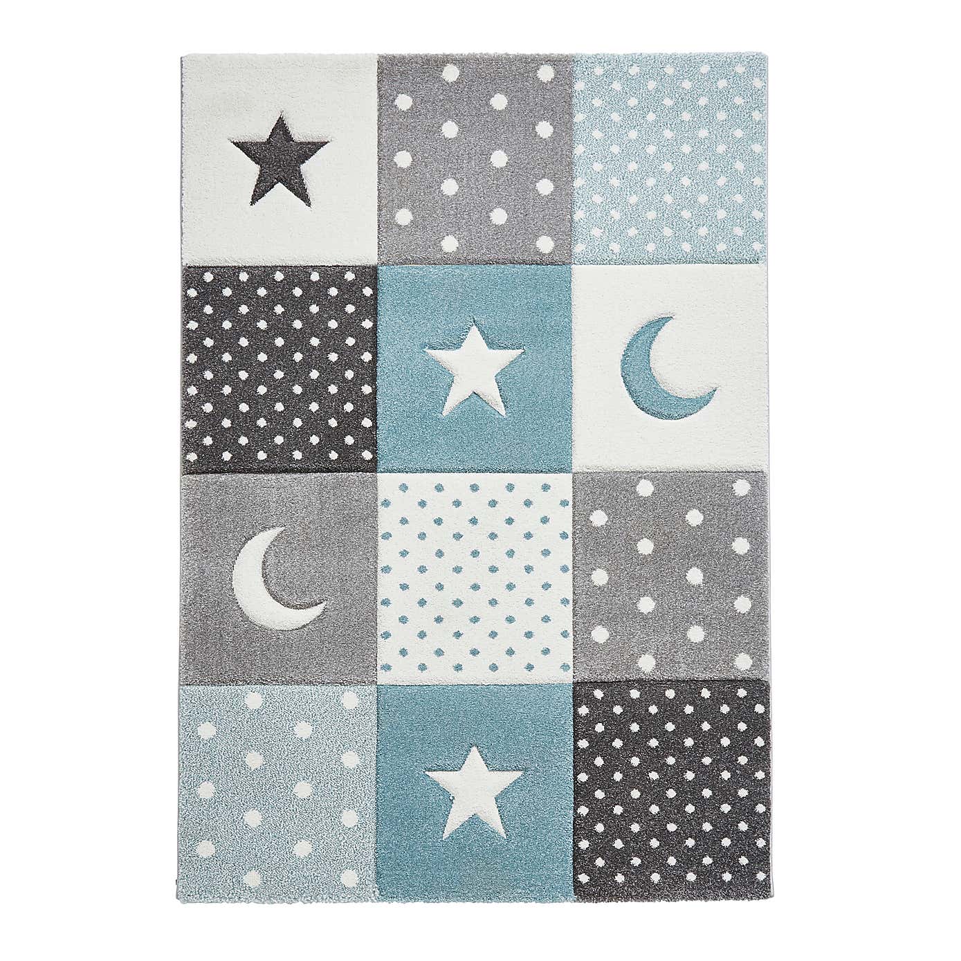 Blue Moons and Stars Dot Rug