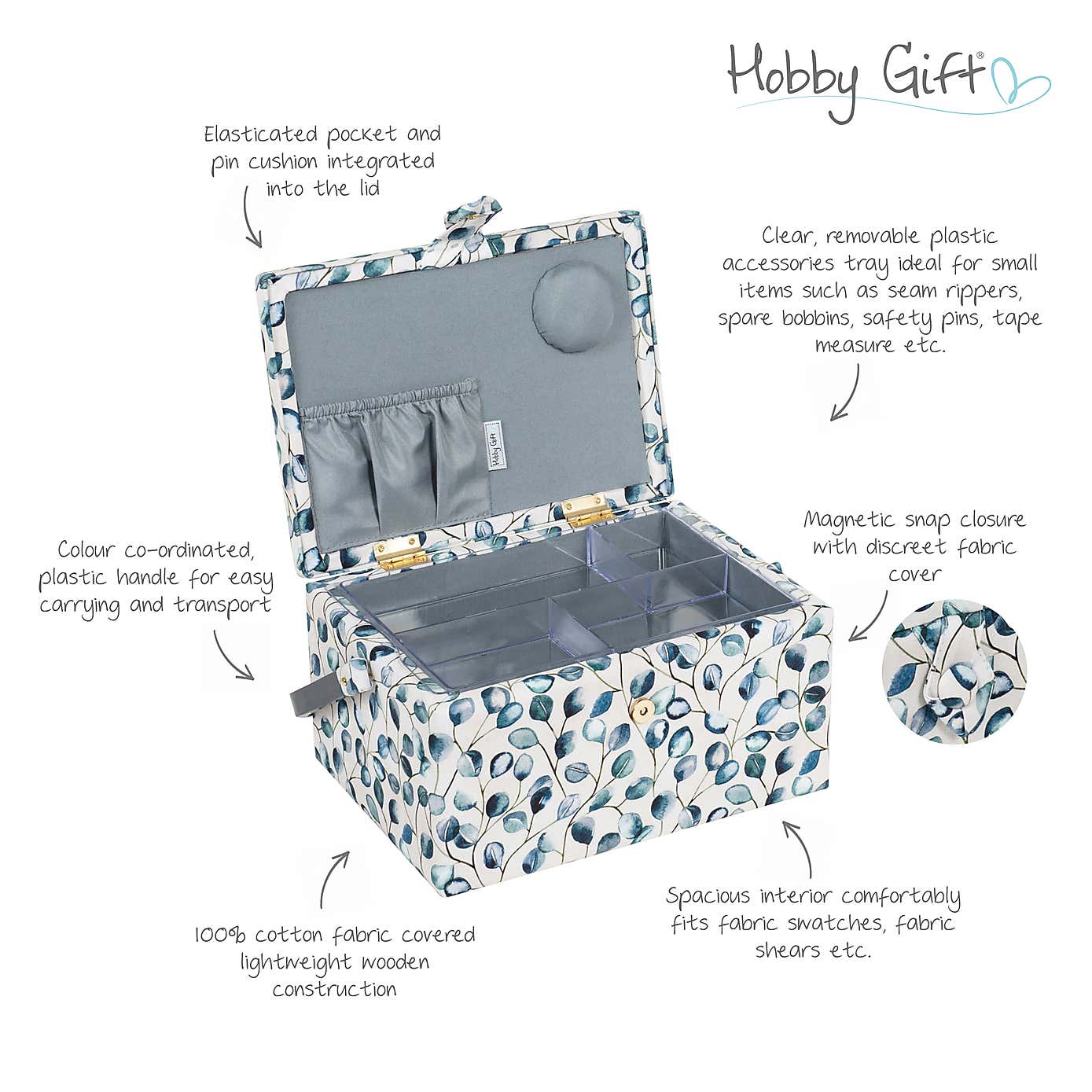Hobby Gift Botanical Large Sewing Basket