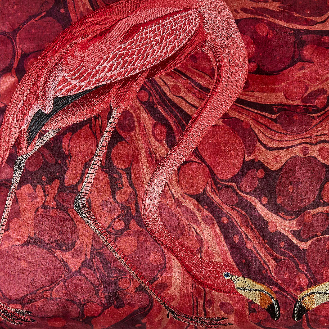Flamingo Embroidery Cushion Magenta