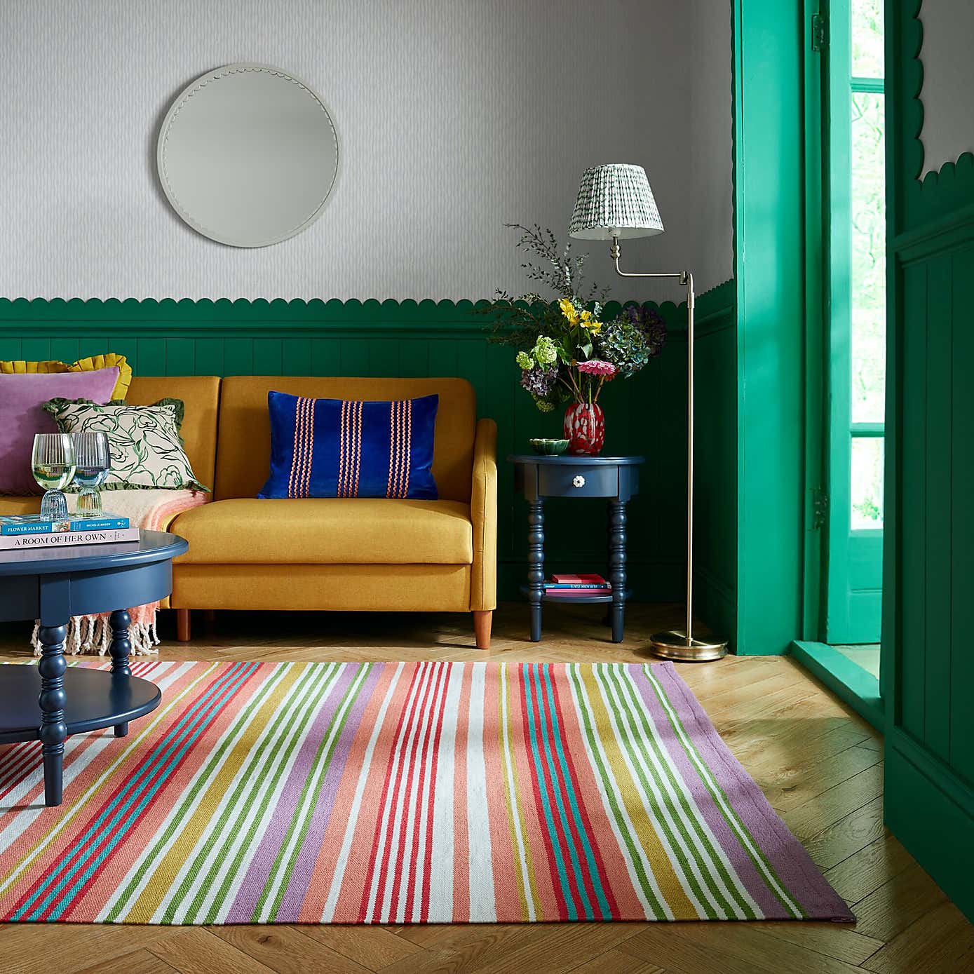 Sophie Robinson Rock Candy Stripe Indoor Outdoor Rug