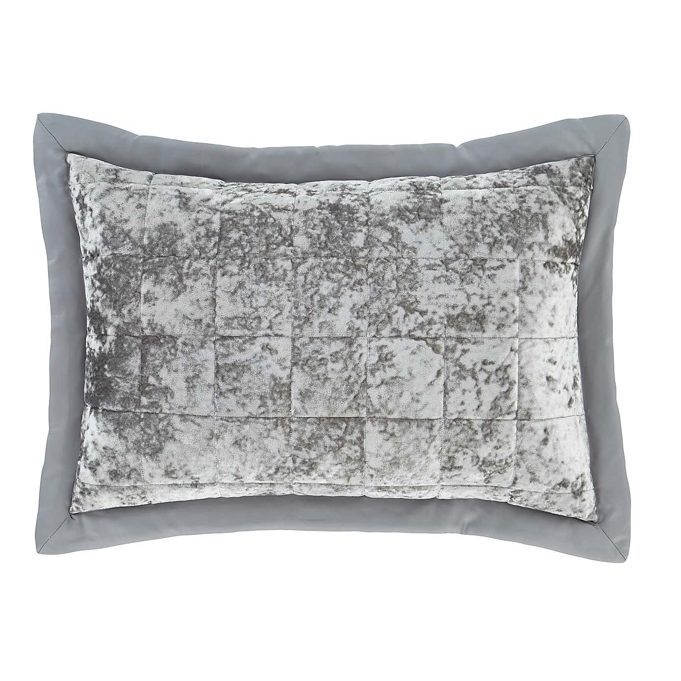 Catherine Lansfield Silver Crushed Velvet Pillow Sham Pair