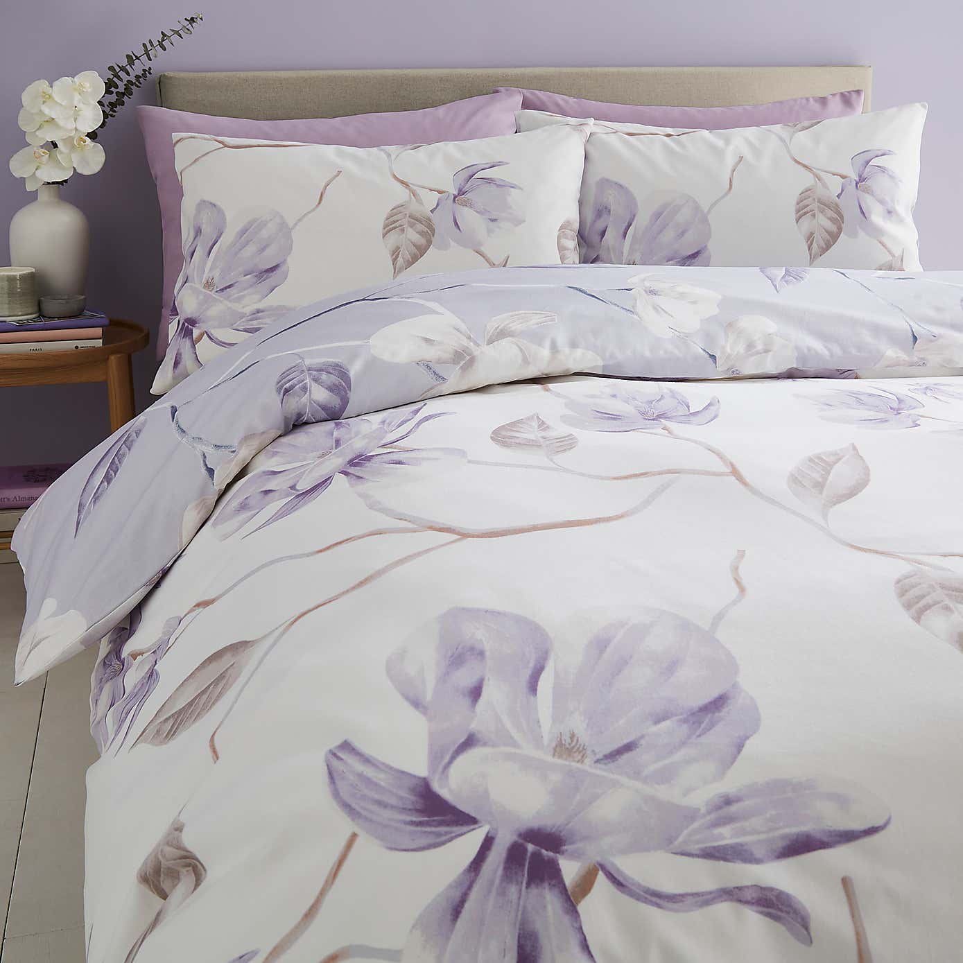 Lois Floral 144 Thread Count Reversible Duvet Cover & Pillowcase Set