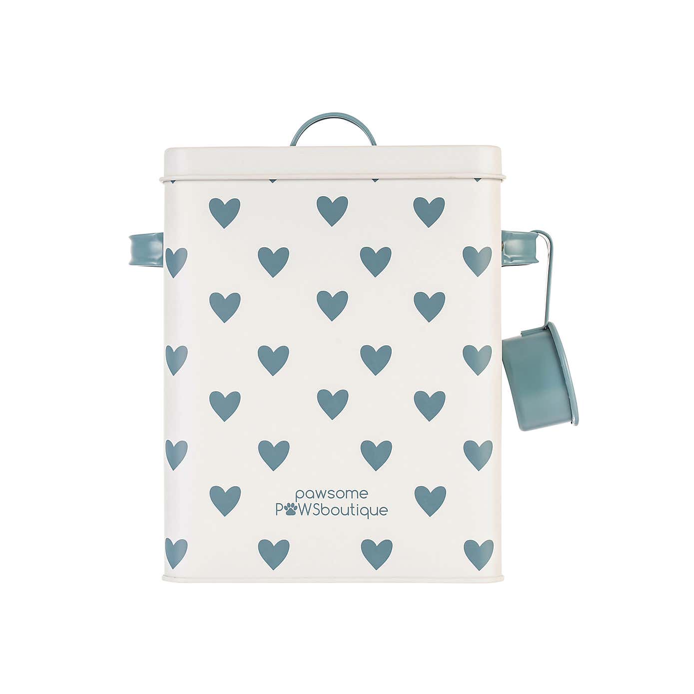 Green Hearts Storage Tin with Scoop