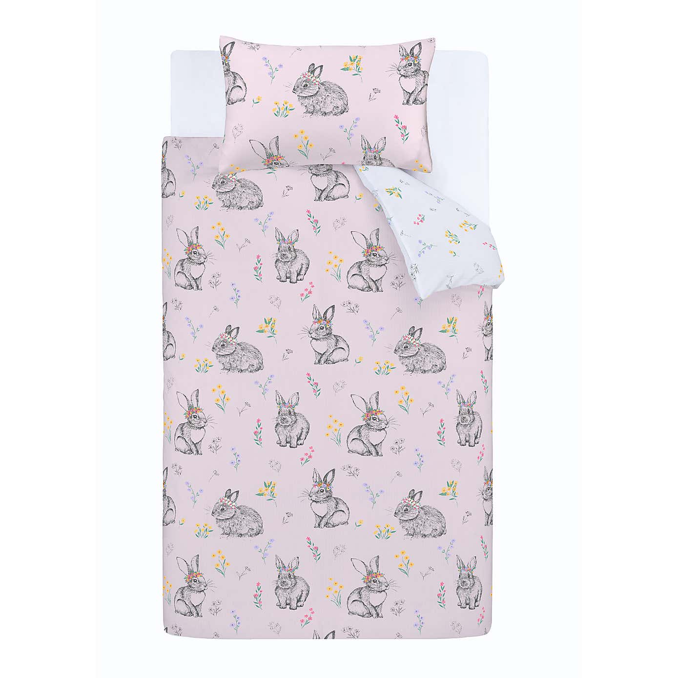 Catherine Lansfield Bunny Tails Ditsy Flowers Duvet Cover and Pillowcase Set