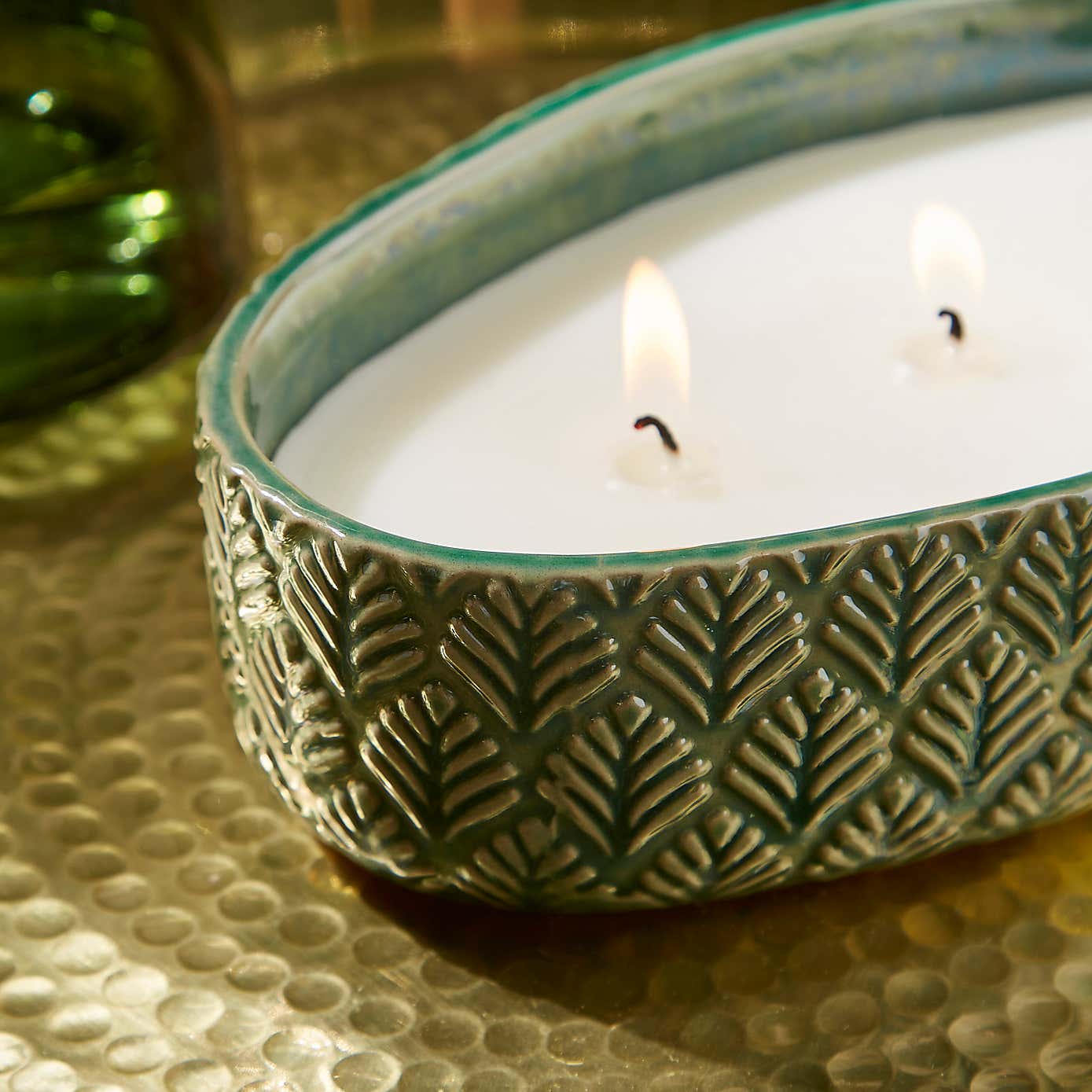 Embossed Oval Citronella Multi Wick Outdoor Candle
