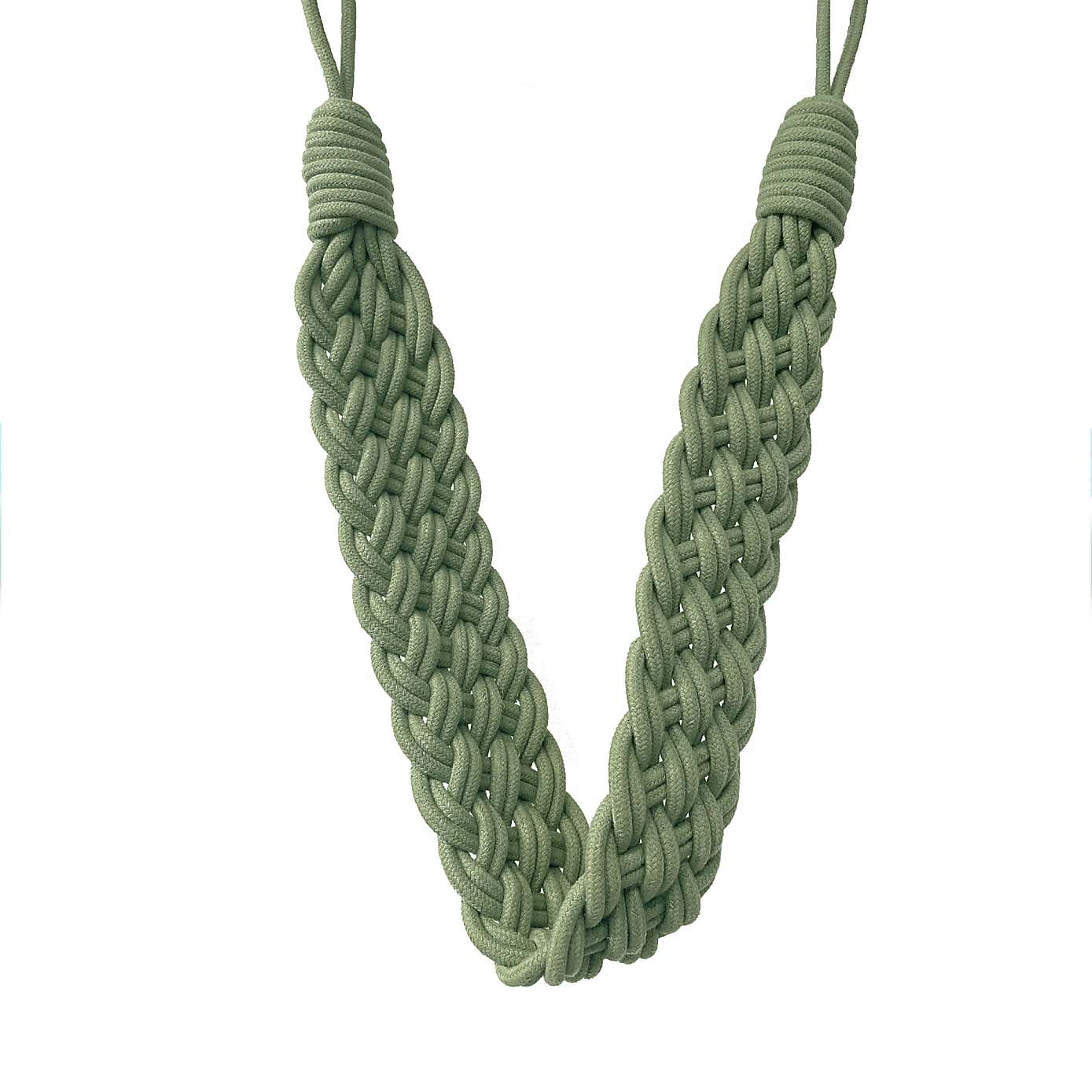 Cotton Plaited Sage Tiebacks