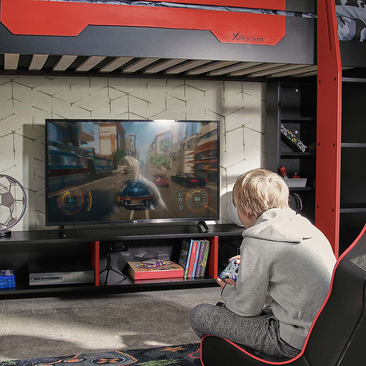 X Rocker Garrison High Sleeper Gaming Bed with Desk