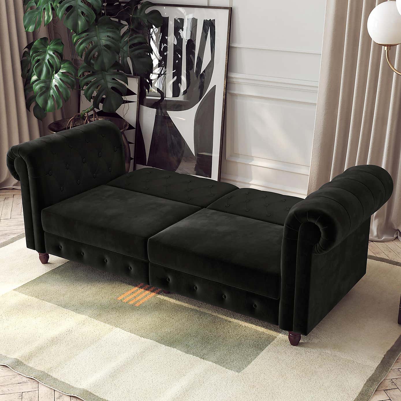 Felix Velvet Chesterfield Double Sofa Bed