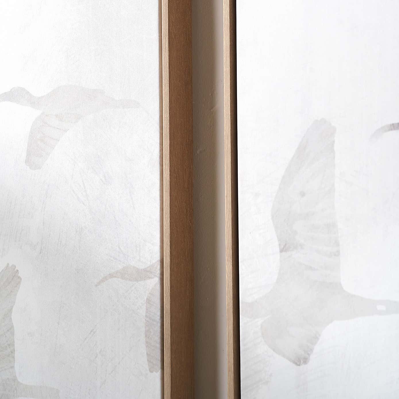 Set of 3 Birds Natural Framed Canvases