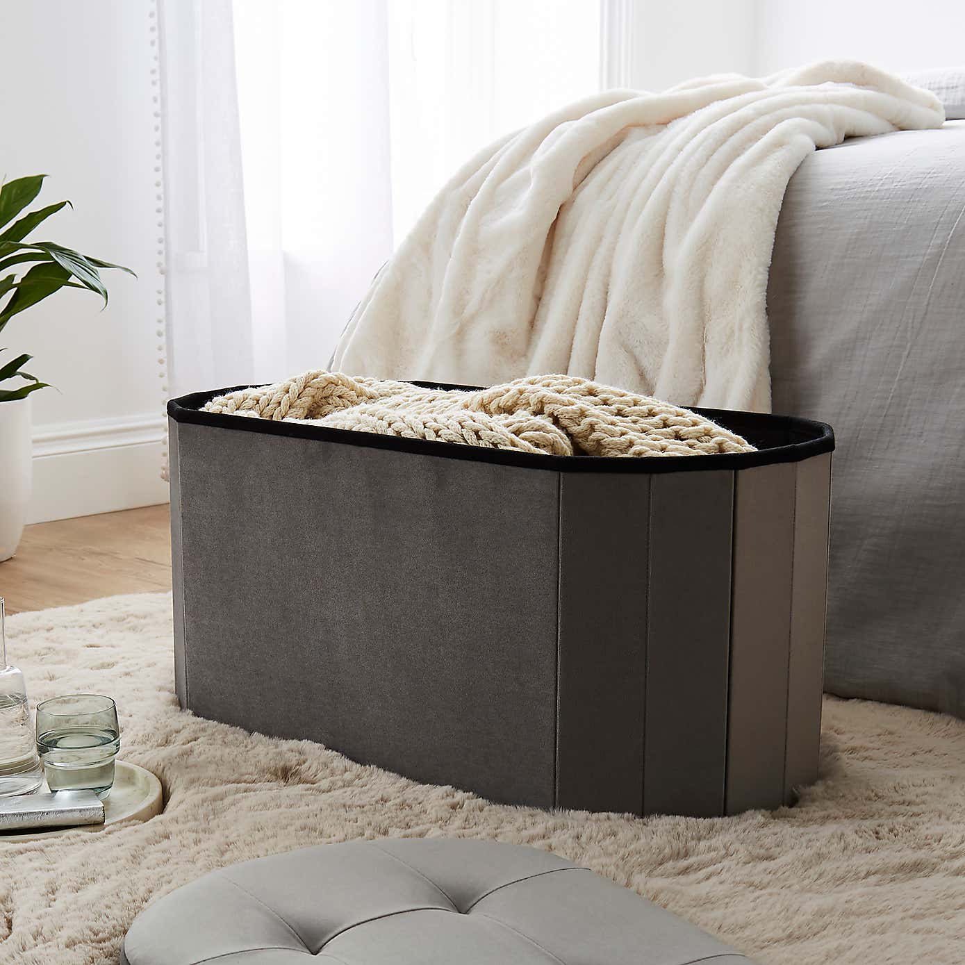 Velvet Lozenge Ottoman