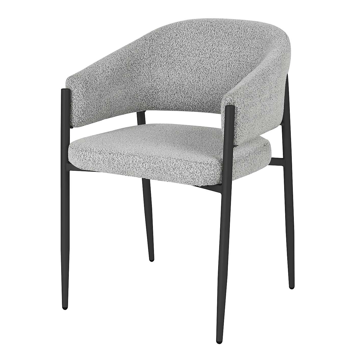 Set of 2 Indus Valley Herbie Curved Back Boucle Dining Chairs