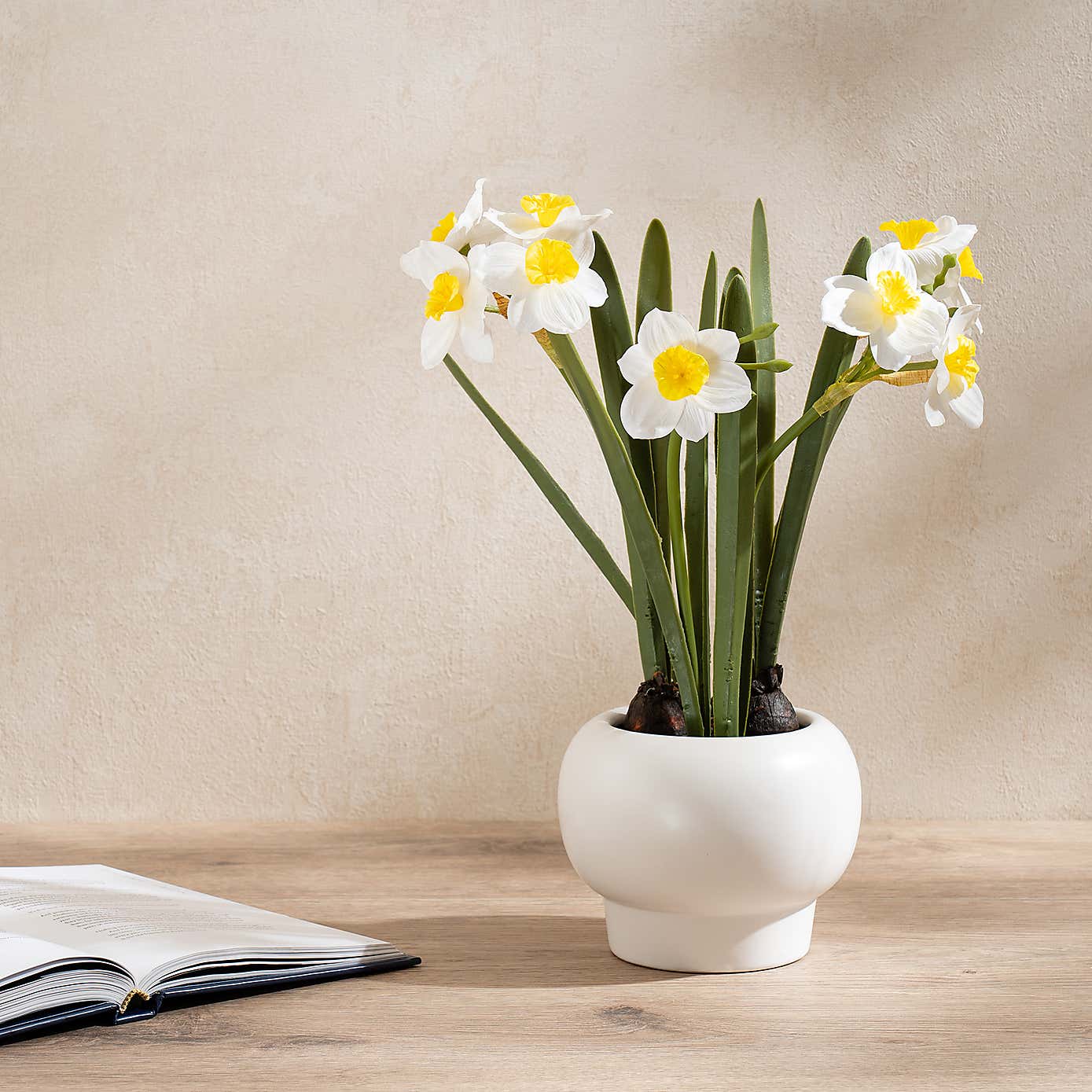 Artificial Daffodil Spray in Ceramic Pot