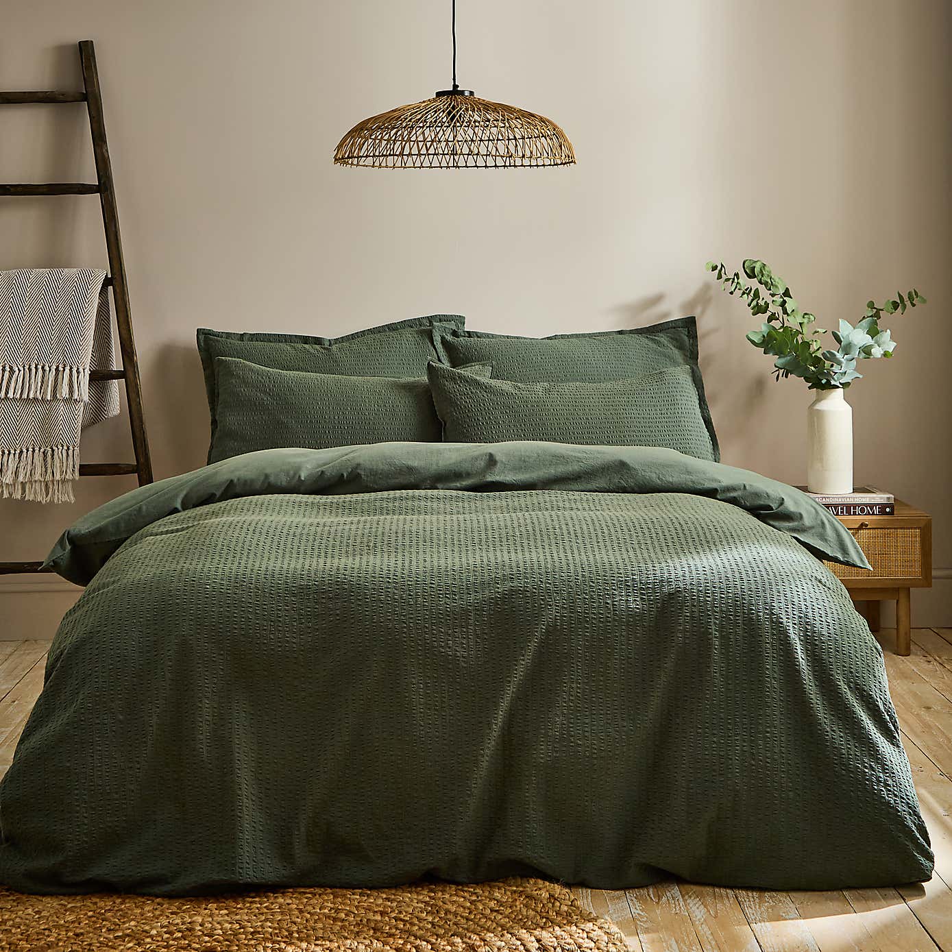 EL Seersucker Woven Cotton Duvet Cover & Pillowcase Set