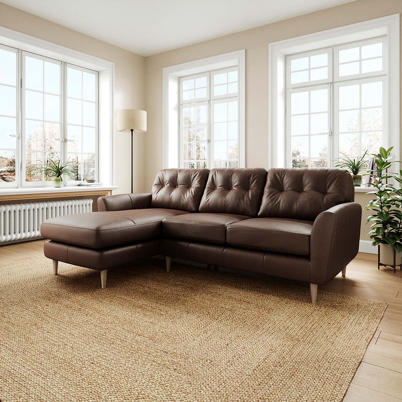 Sven Classic Leather Large Corner Chaise Sofa