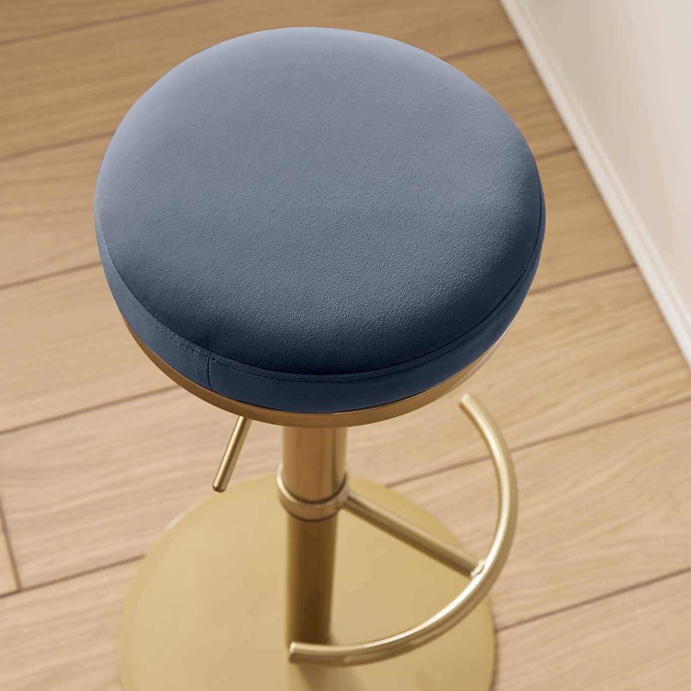 Jesper Adjustable Height Bar Stool, Velvet