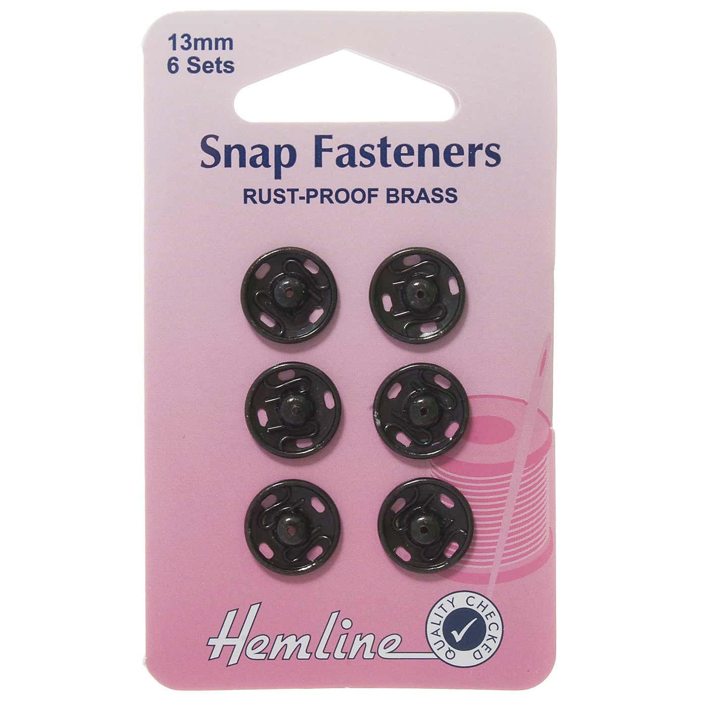 Hemline Black Snap Fasteners 13mm