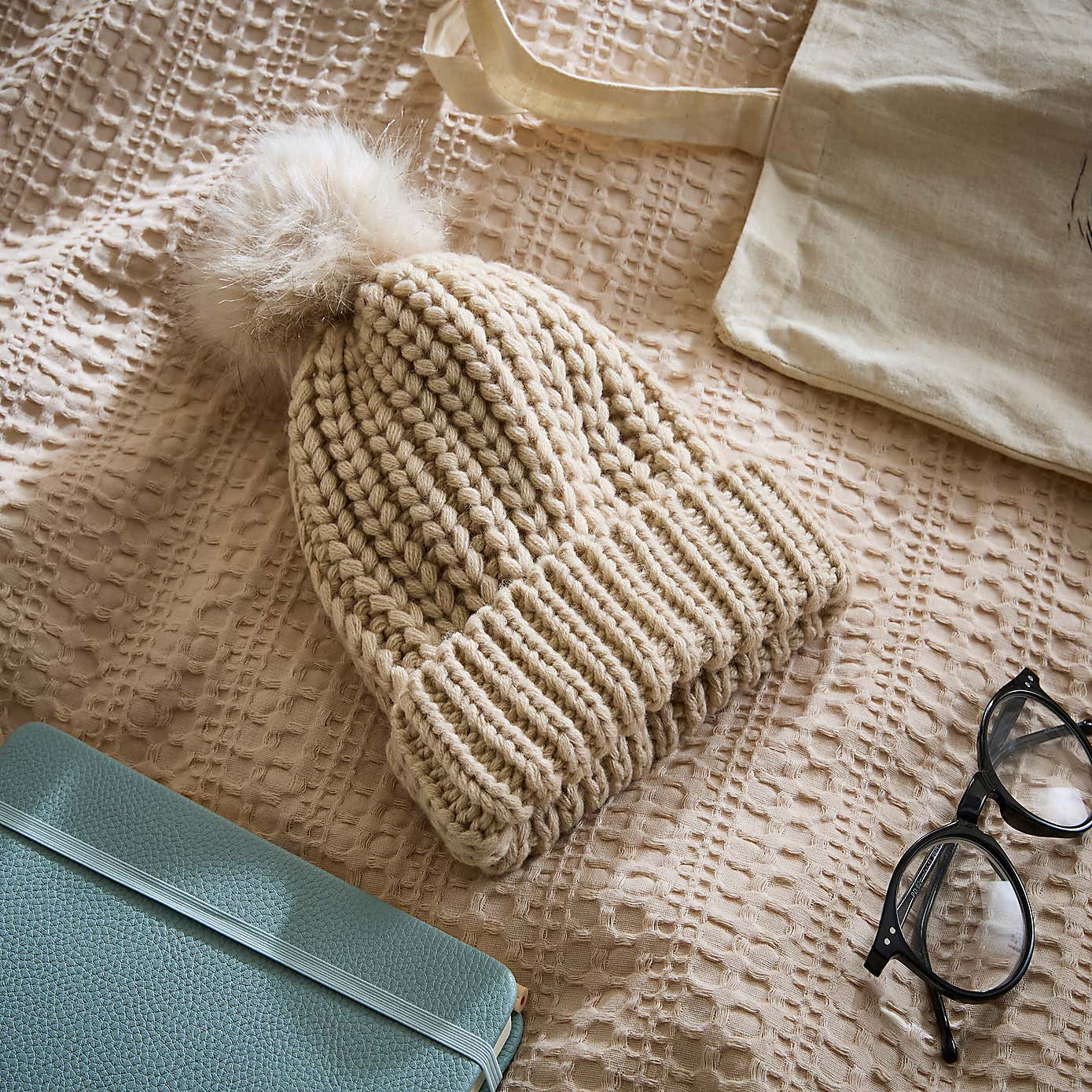 Knitted Hat with Pompom