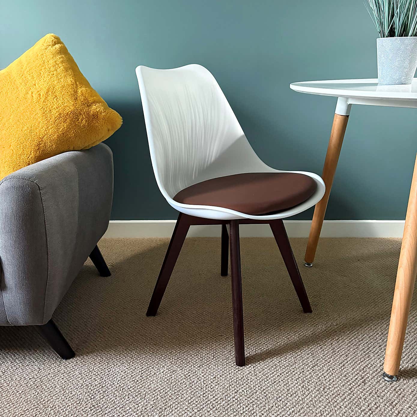 Fusion Living Soho White Plastic Dining Chair with Squared Legs