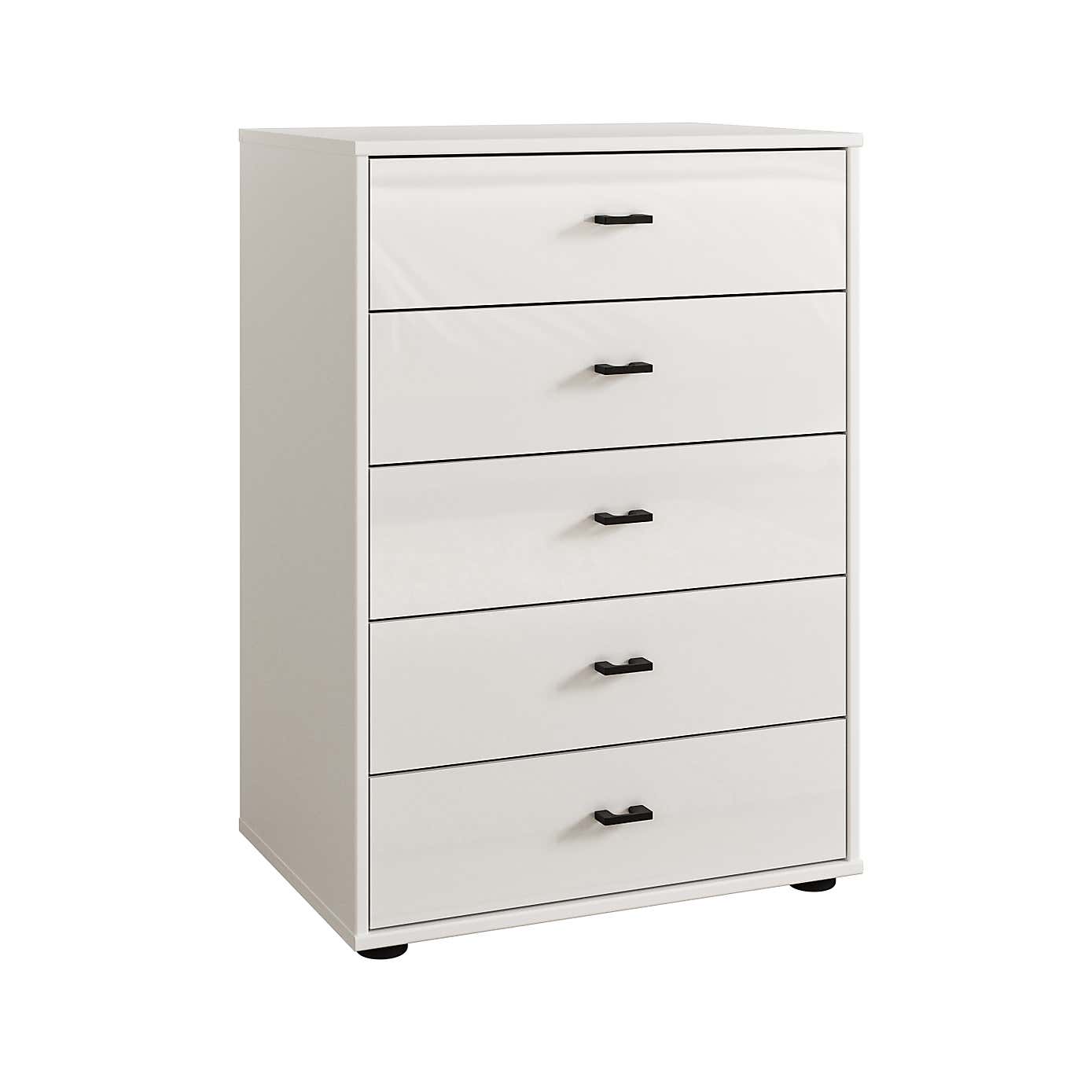 Kahla Glass Fronted Small 5 Drawer Chest