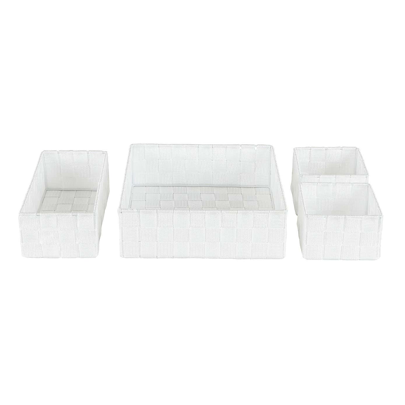 Set of 4 White Nylon Drawer Organisers